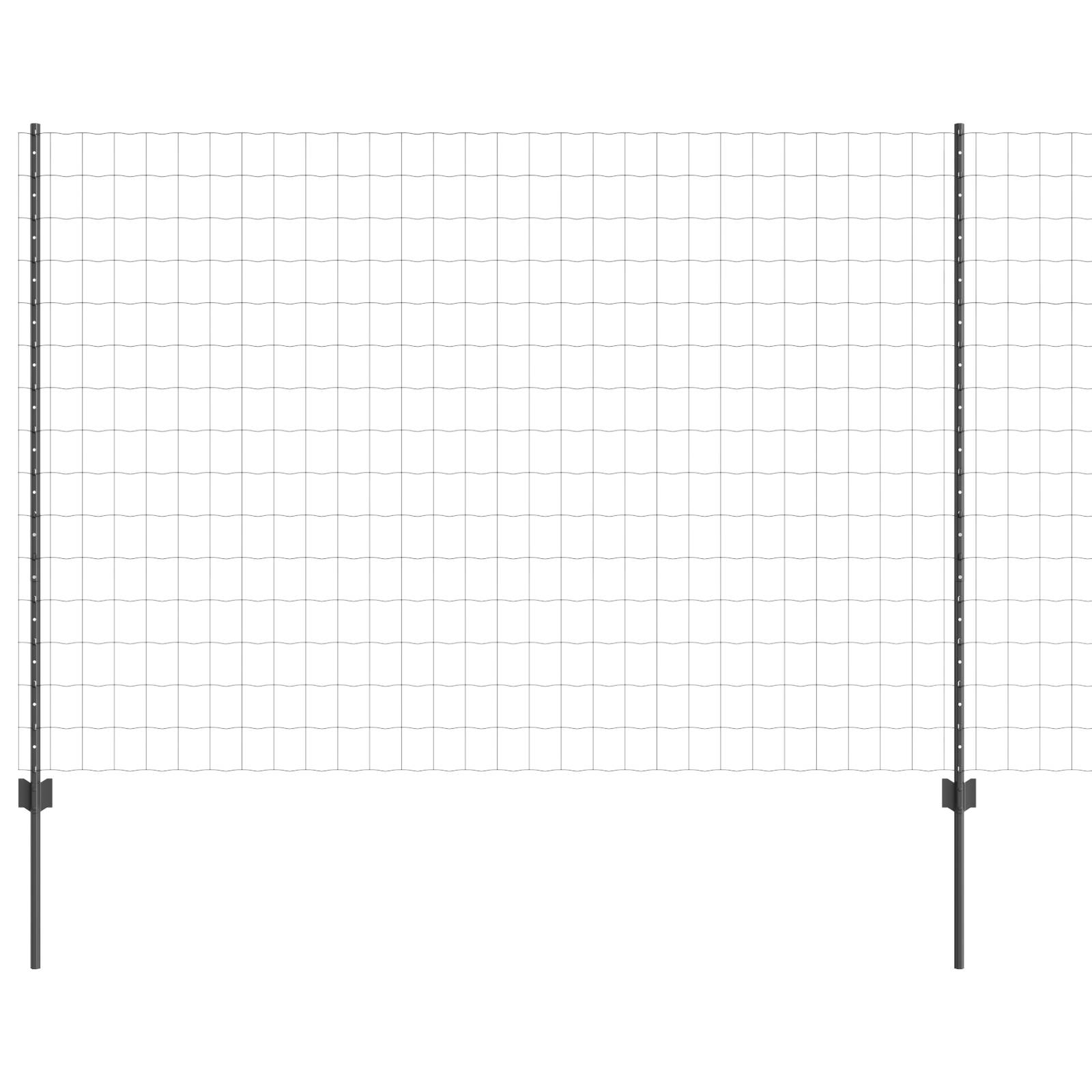 vidaXL Euro-Zaun mit 10 U-Stützen Grau 1,6x10 m Stahl