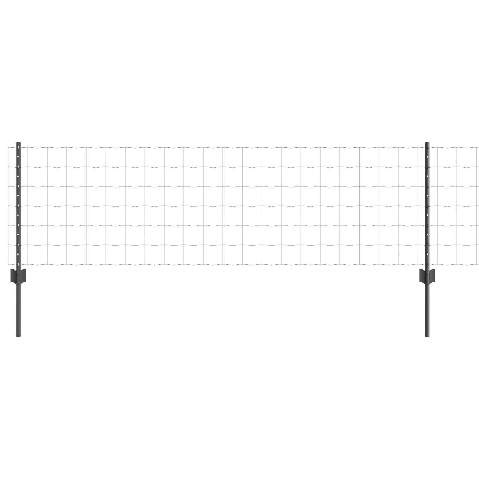 vidaXL Eurozaun mit 22 U-Posts Grau 0,6x50 m Stahl