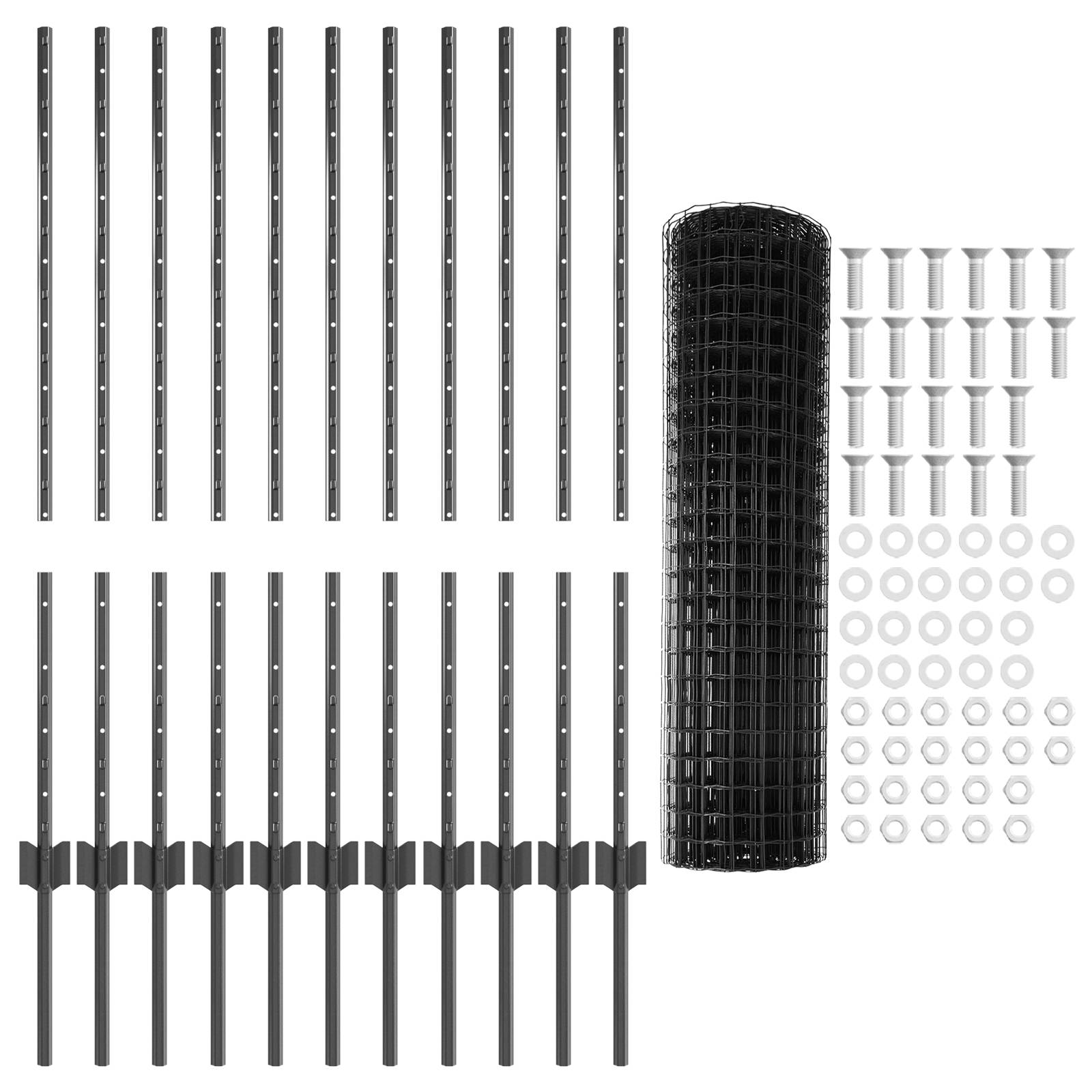 vidaXL Gartenzaunset 2er Set Grau Pulverbeschichteter Stahl 25 x 1 m