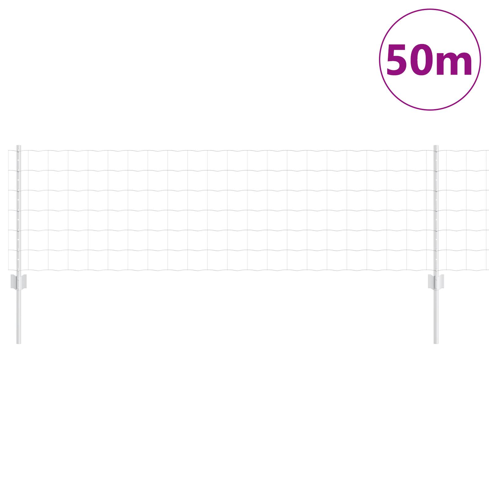 vidaXL Euro Zaun mit 11 U-Pfosten Silber 0.6x50 m Stahl