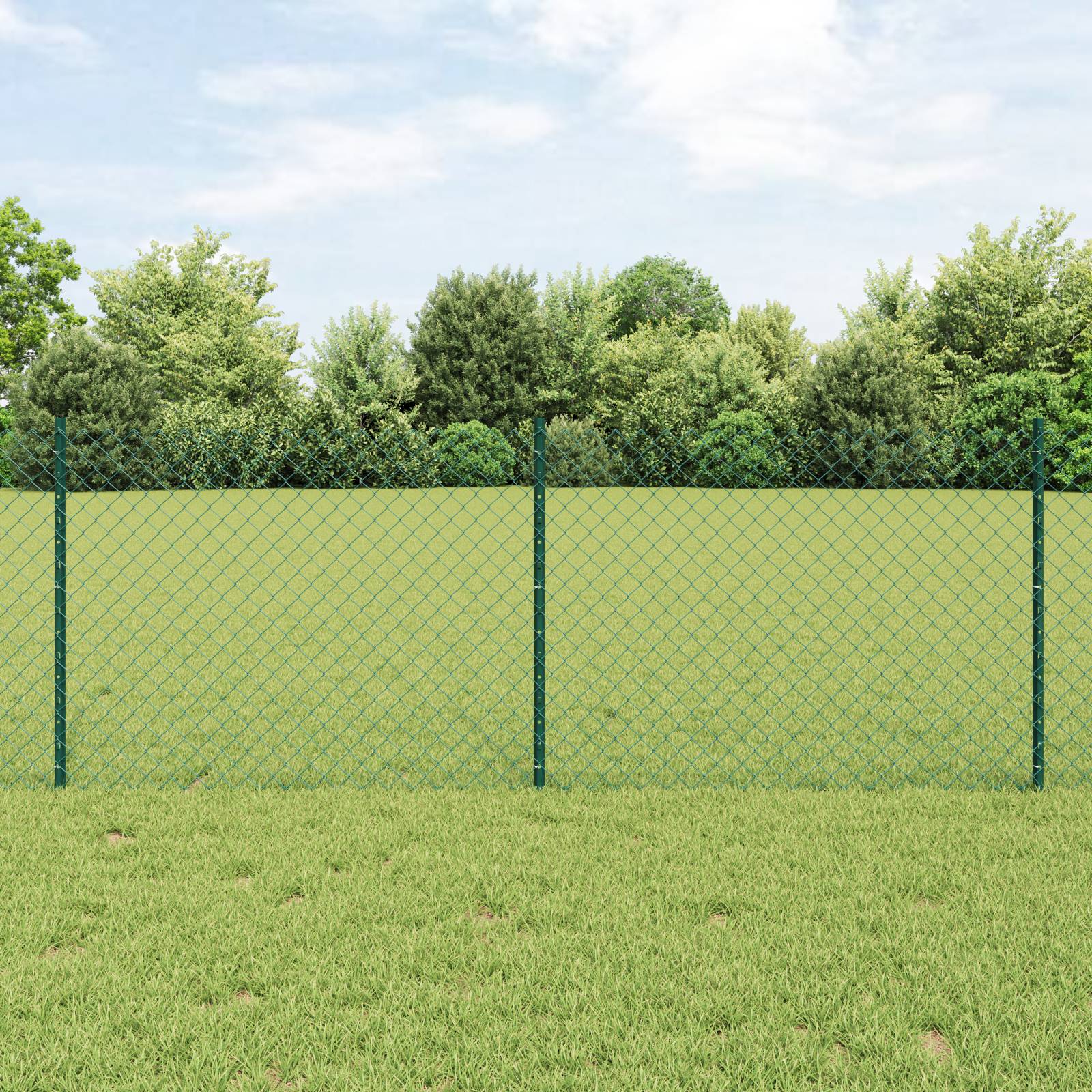 vidaXL Kettenzaun mit 22 U-Pfosten Grün 0,8x25 m Stahl
