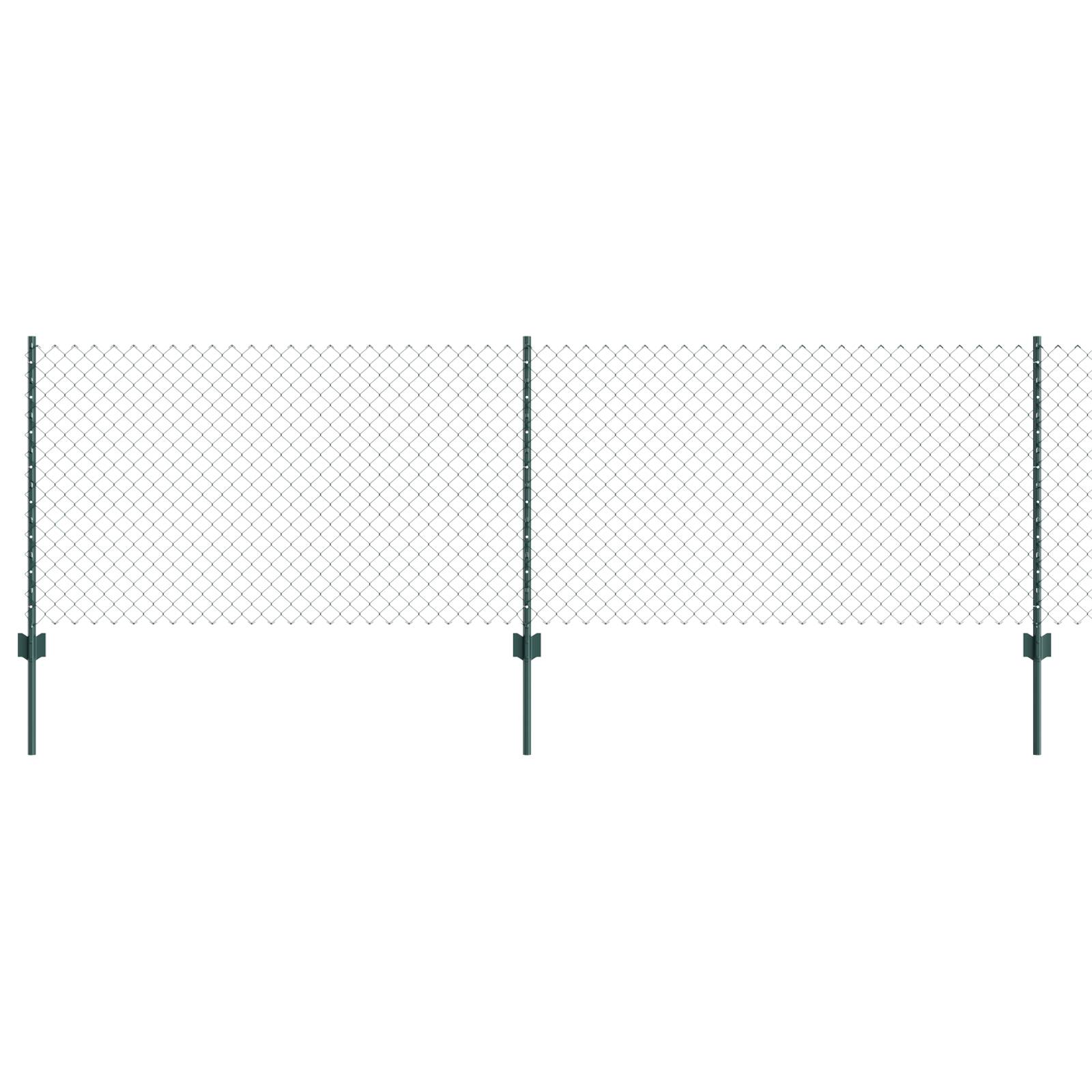 vidaXL Kettenzaun mit 22 U-Pfosten Grün 0,8x25 m Stahl