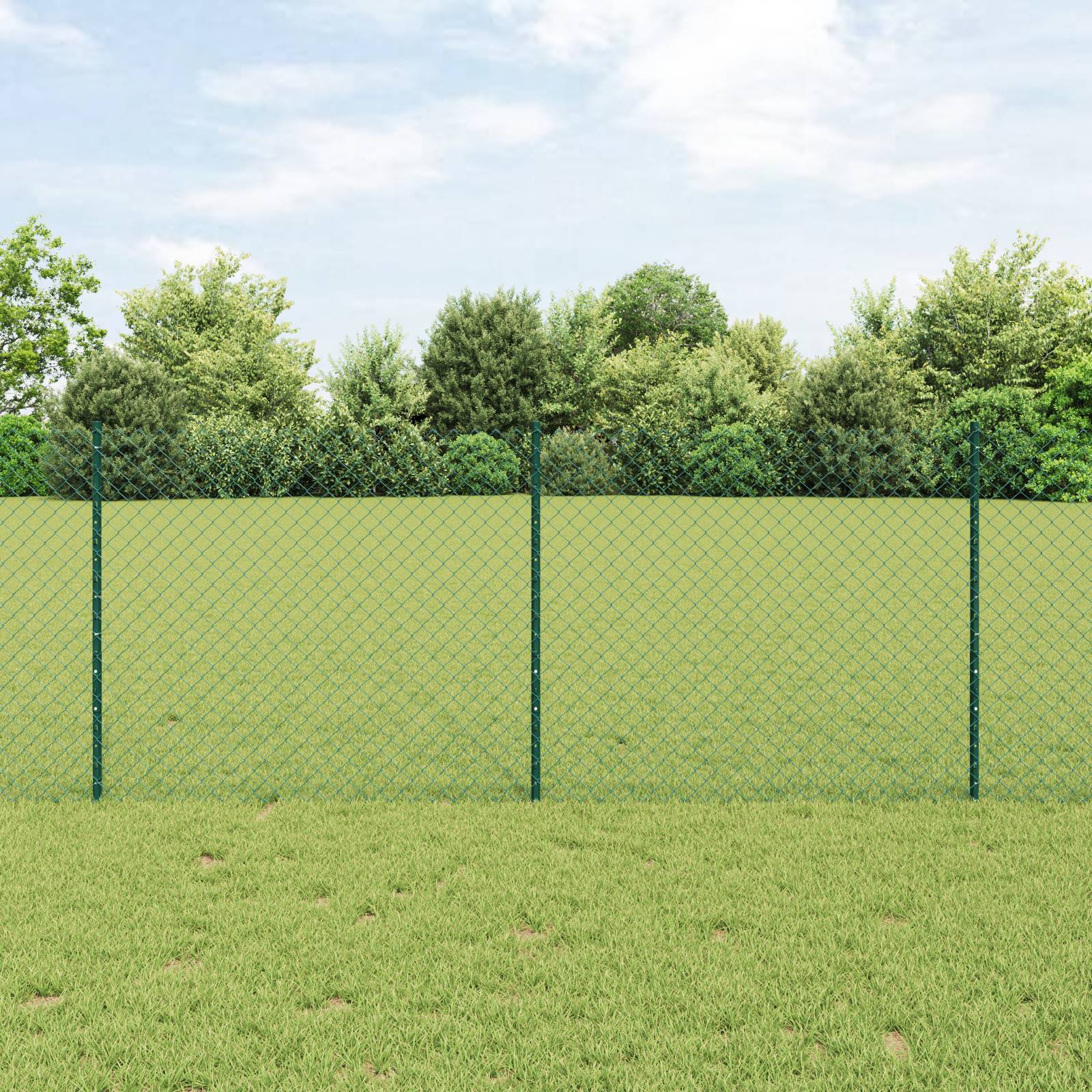 vidaXL Kettengliedzaun mit 10 U-Pfosten Grün 1x10 m Stahl