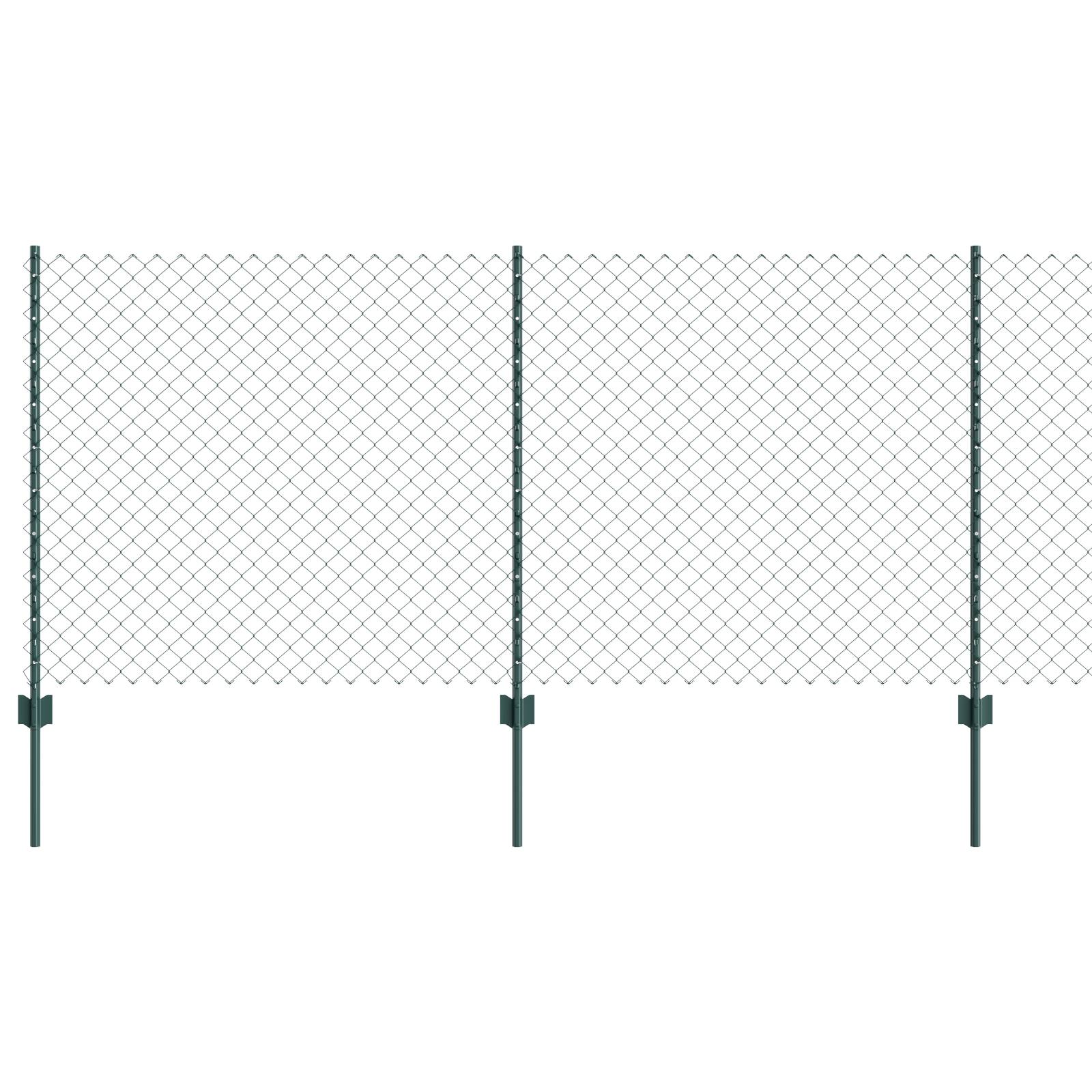 vidaXL Kettengliedzaun mit 10 U-Pfosten Grün 1x10 m Stahl