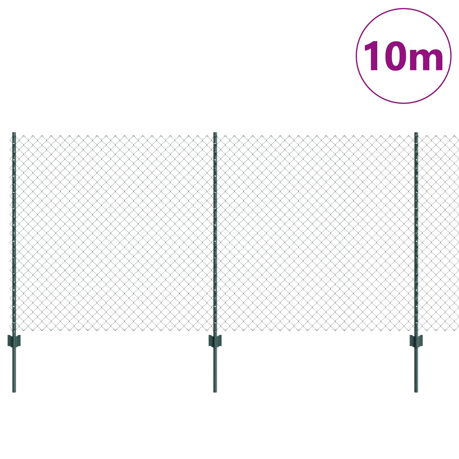 vidaXL Kettenzaun mit 10 U-Posts Grün 1,2x10 m Stahl