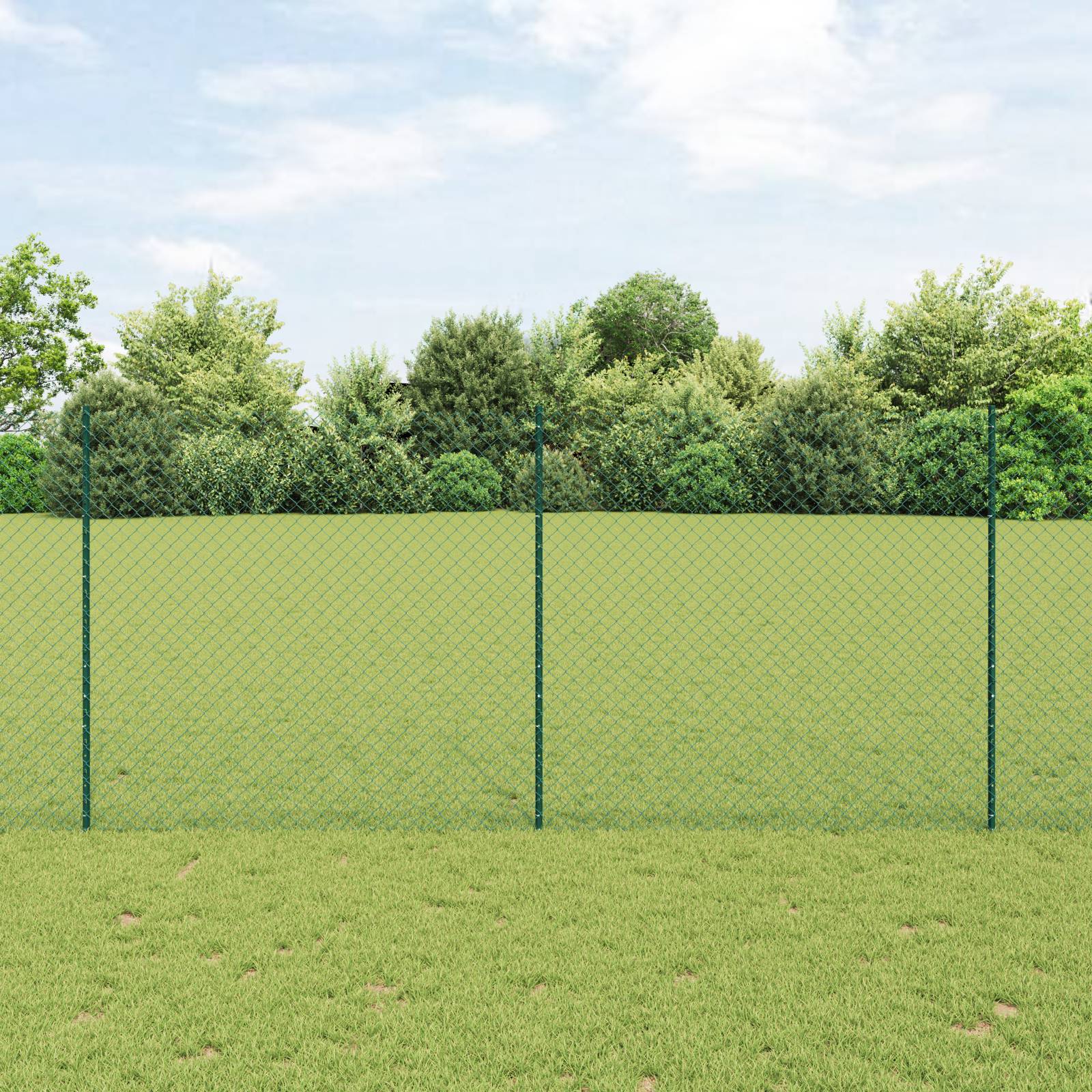 vidaXL Stabzaun mit 10 U-Posts Grün 1,4x10 m Stahl