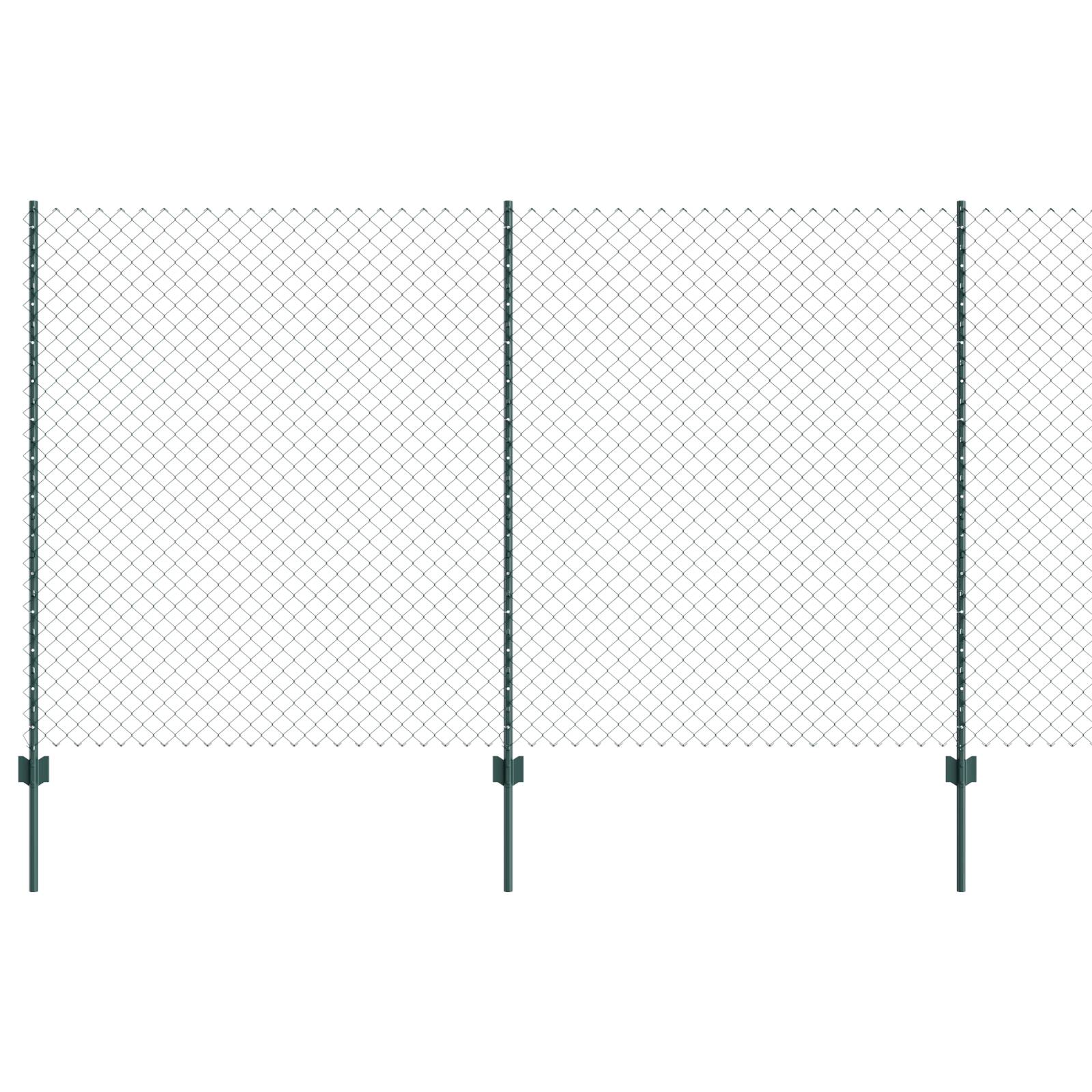vidaXL Stabzaun mit 10 U-Posts Grün 1,4x10 m Stahl