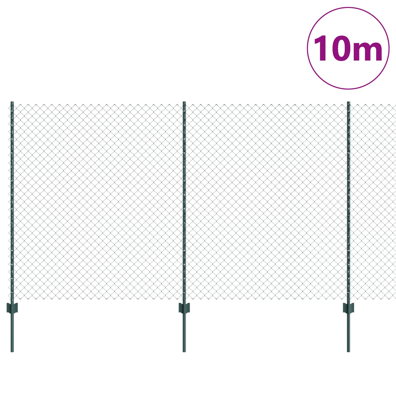 vidaXL Stabzaun mit 10 U-Posts Grün 1,4x10 m Stahl