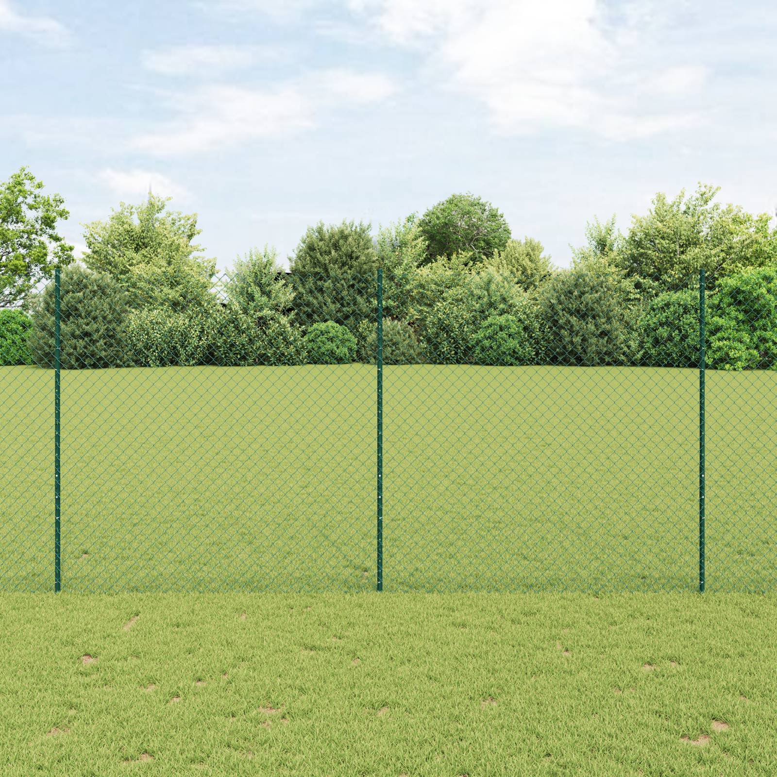 vidaXL Kettenzaun mit 10 U-Posten Grün 1,5x10 m Stahl