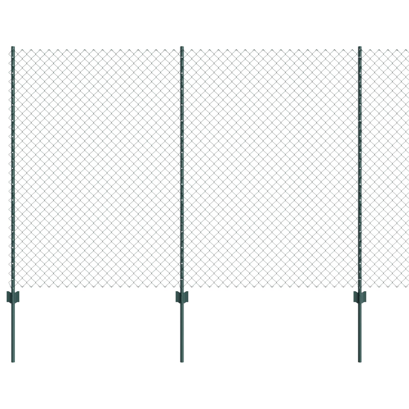 vidaXL Kettenzaun mit 10 U-Posten Grün 1,5x10 m Stahl