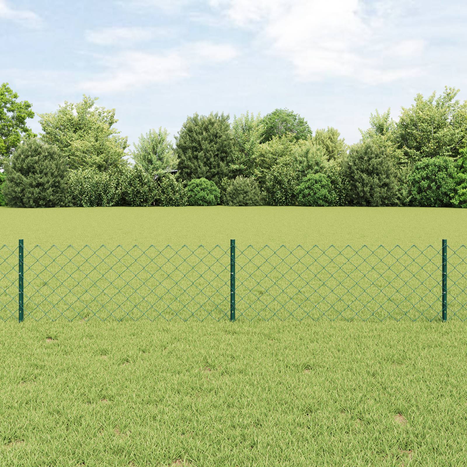 vidaXL Kettengliedzaun mit 10 U-Posten Grün 0,4x10 m Stahl