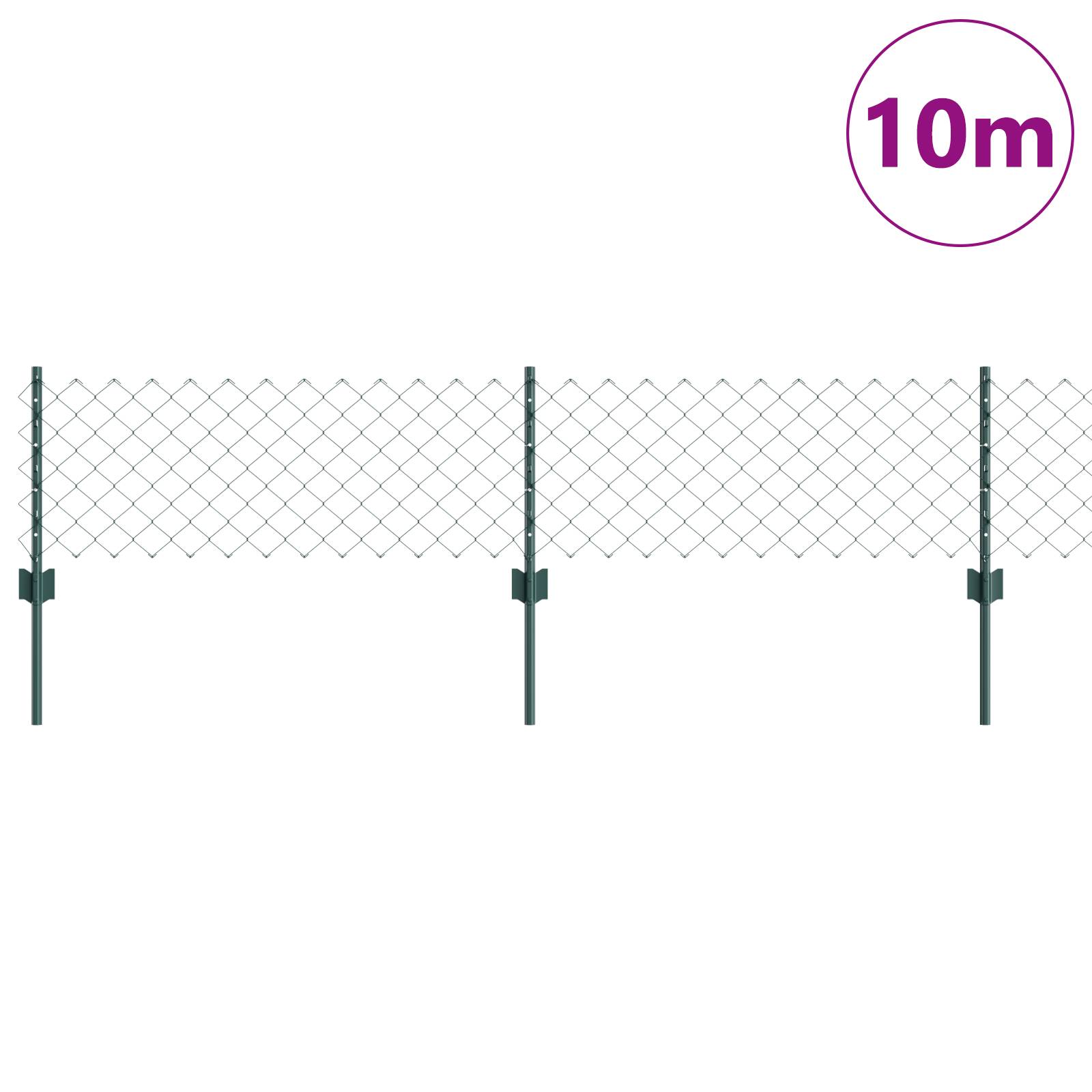 vidaXL Kettengliedzaun mit 10 U-Posten Grün 0,4x10 m Stahl