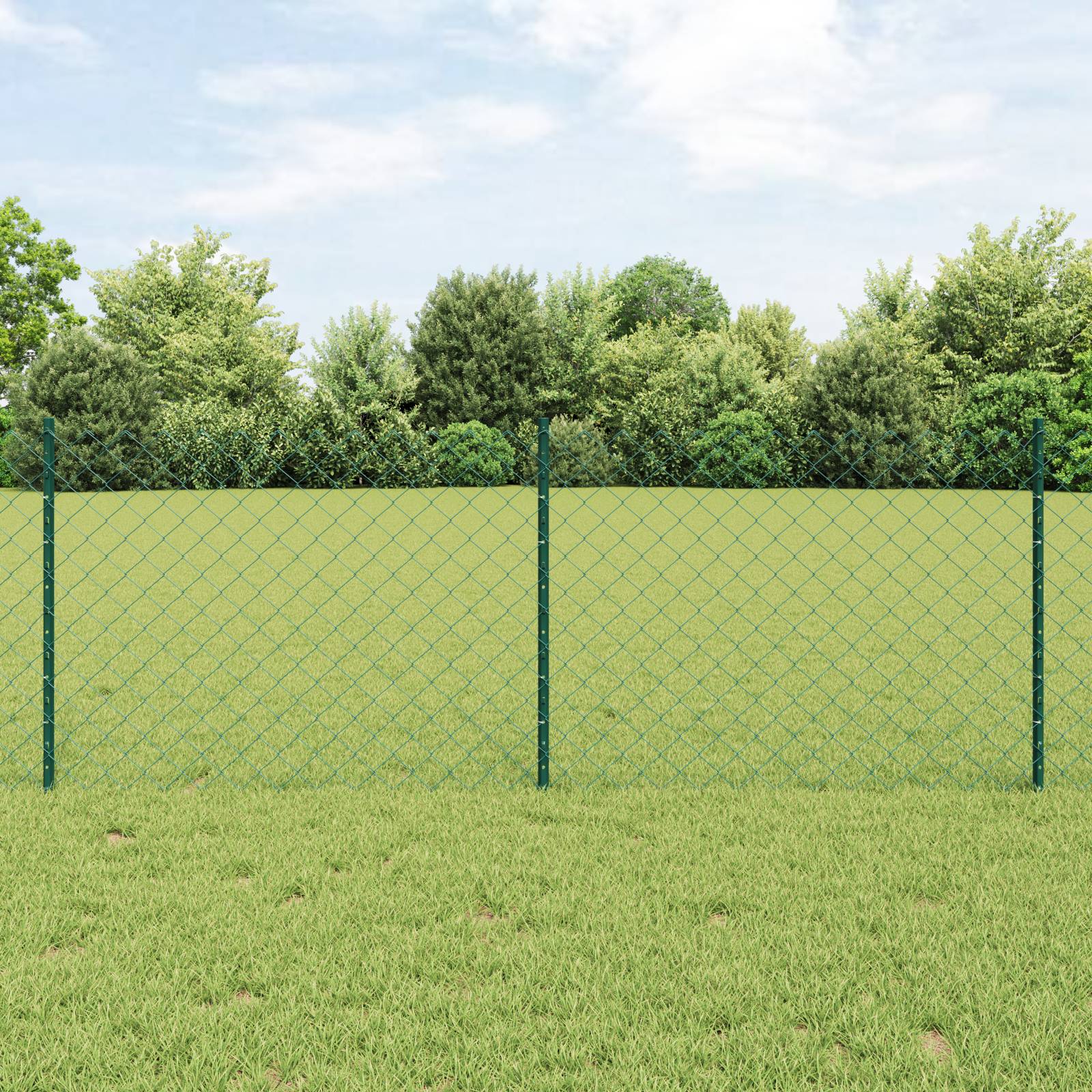 vidaXL Kettenzaun mit 10 U-Posts Grün 0.8x10 m Stahl