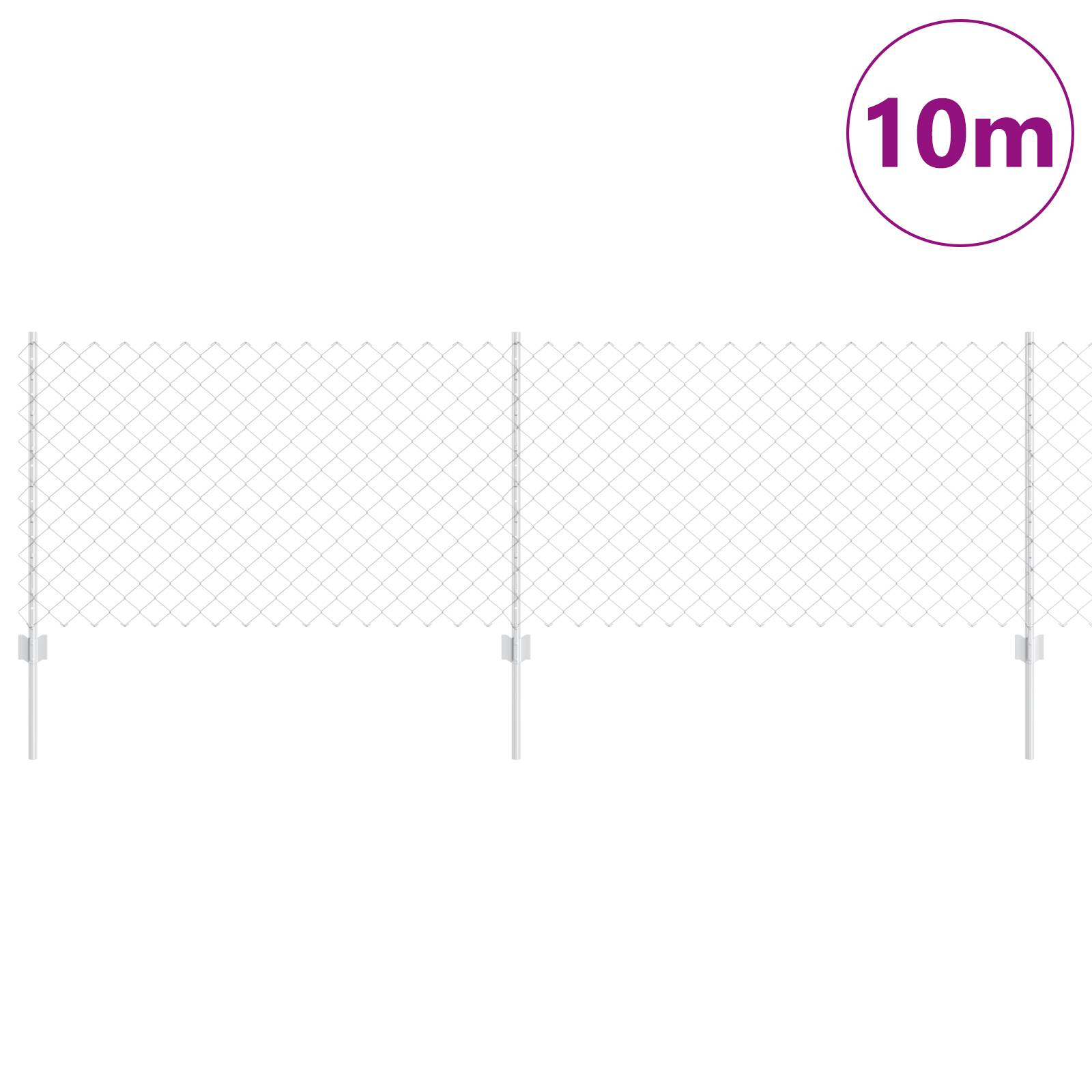vidaXL Drahtzaun mit 10 U-Posten Silber 0.8x10 m Stahl