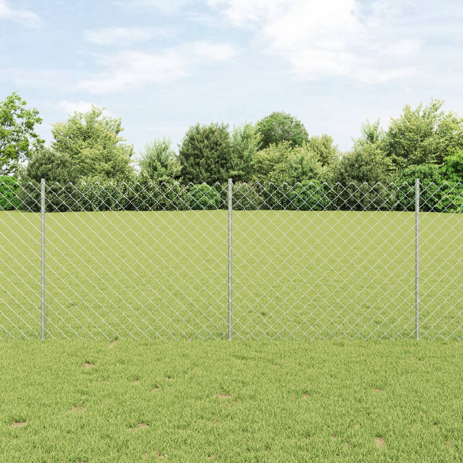 vidaXL Zaun mit 20 U-Pfosten Silber 1x10 m Stahl