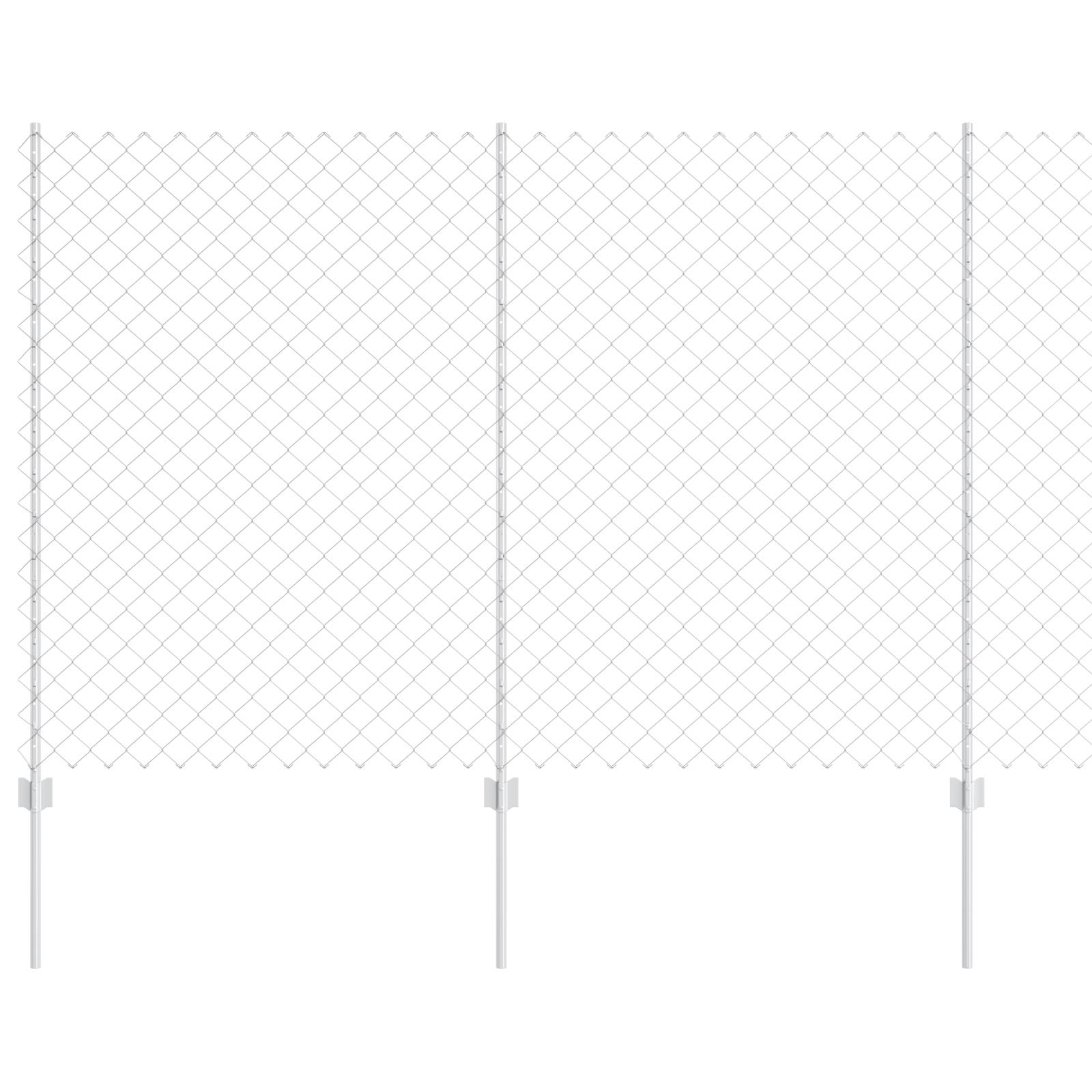 vidaXL Kettengliedzaun mit 20 U-Posts Silber 1,5x10 m Stahl