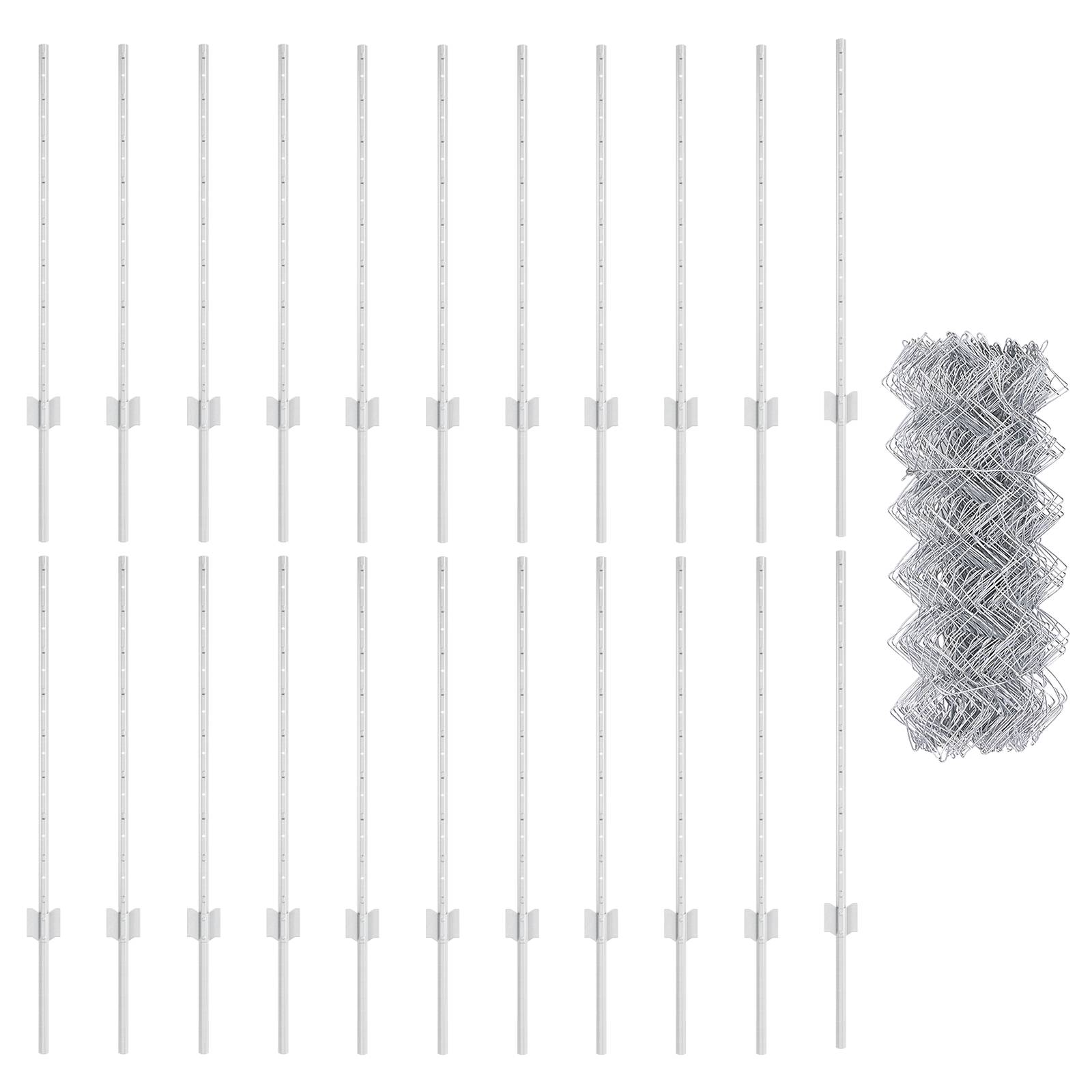 vidaXL Kettengliedzaun mit 22 U-Pfosten Silber 0,8x25 m Stahl
