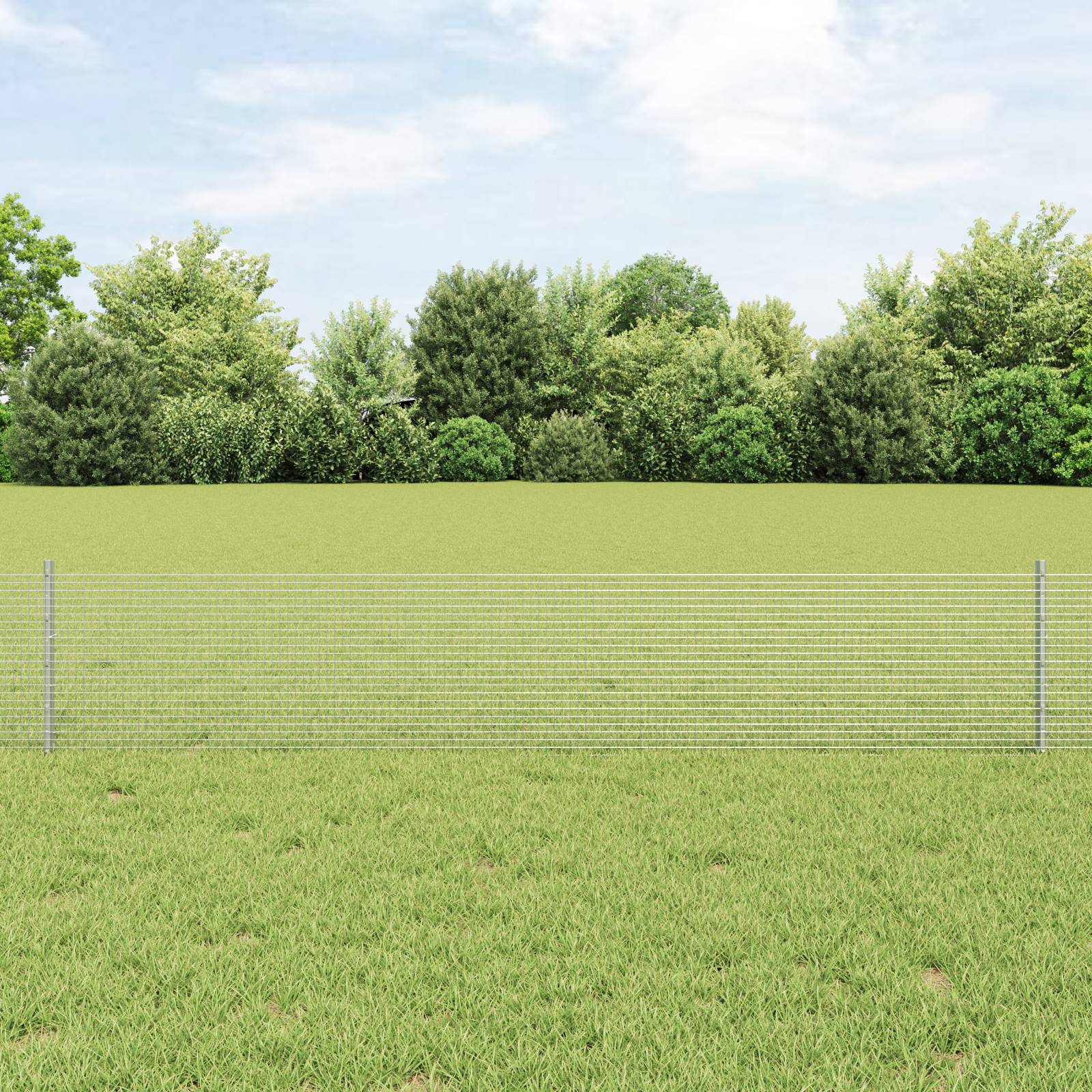 vidaXL Feuerverzinkter Drahtzaun mit 11 U-Posts Silber 0,4x25 m Stahl