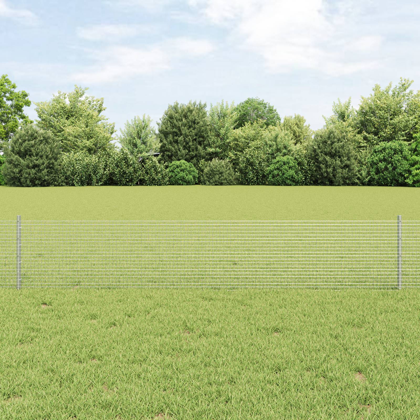 vidaXL Schweißdrahtzaun mit 5 U-Posts Silber 0,4x10 m Stahl