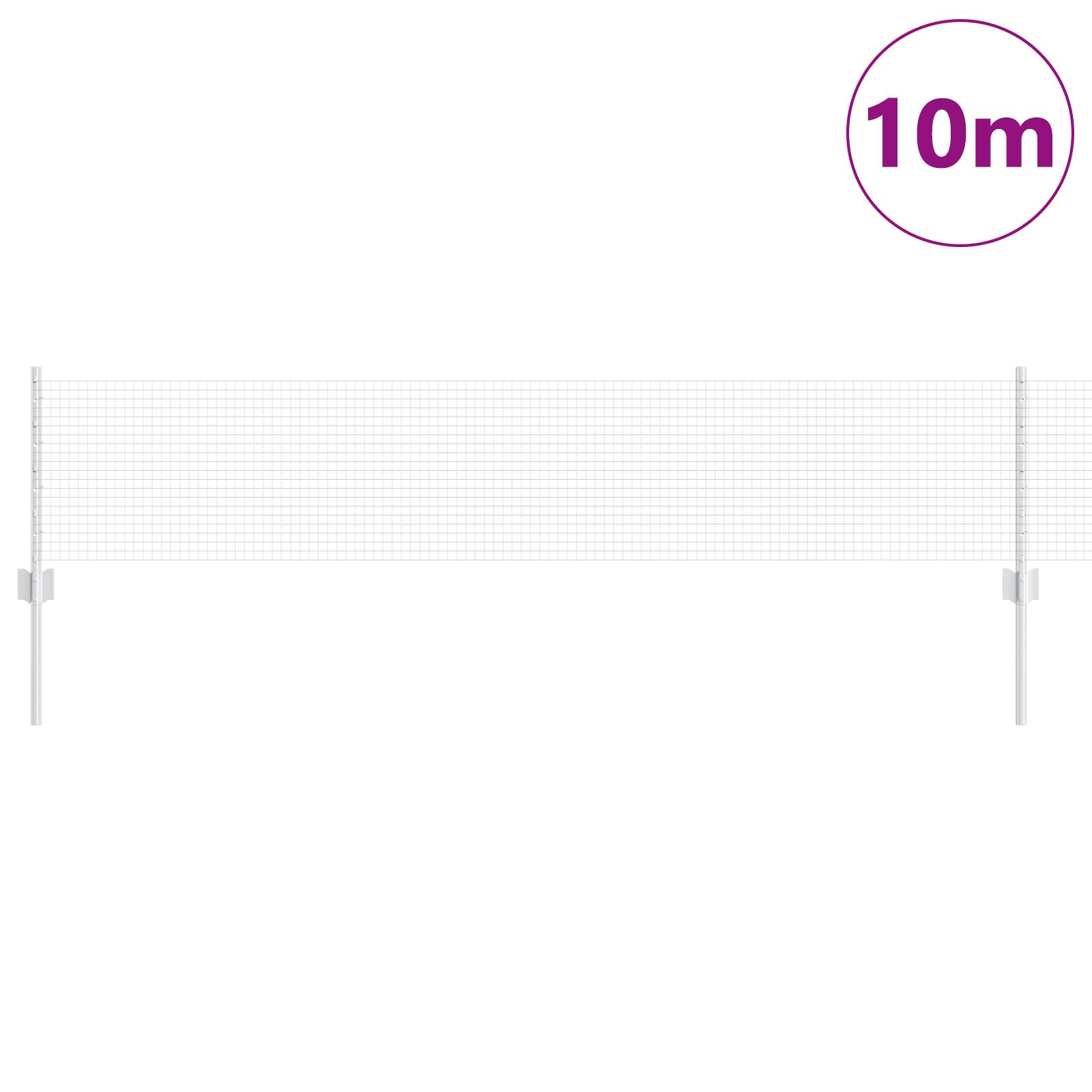 vidaXL Schweißdrahtzaun mit 5 U-Posts Silber 0,4x10 m Stahl