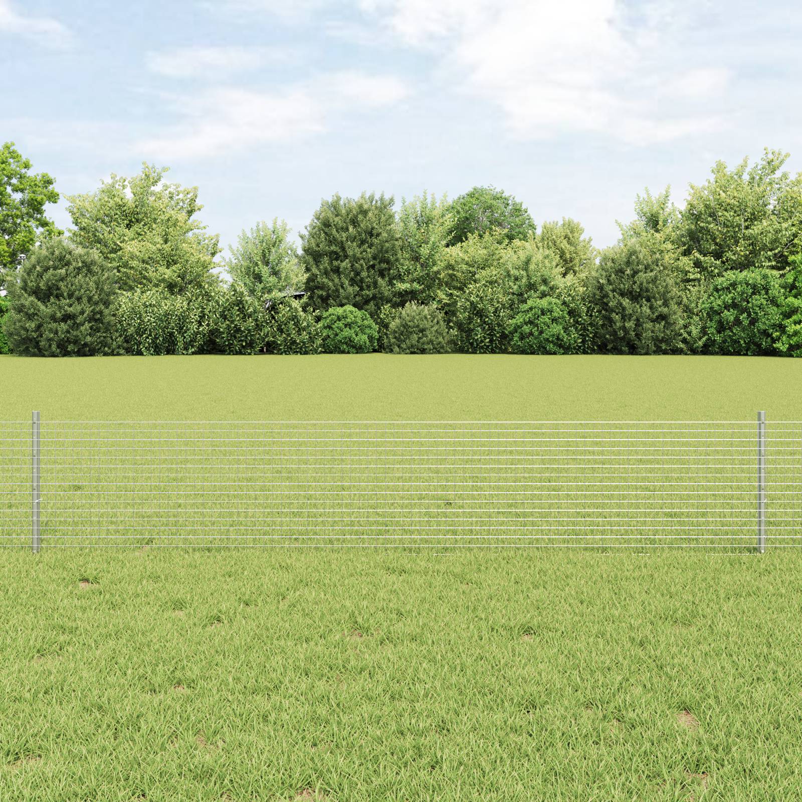 vidaXL Geschweißter Drahtzaun mit 22 U-Pfosten Silber 0,4x50 m Stahl