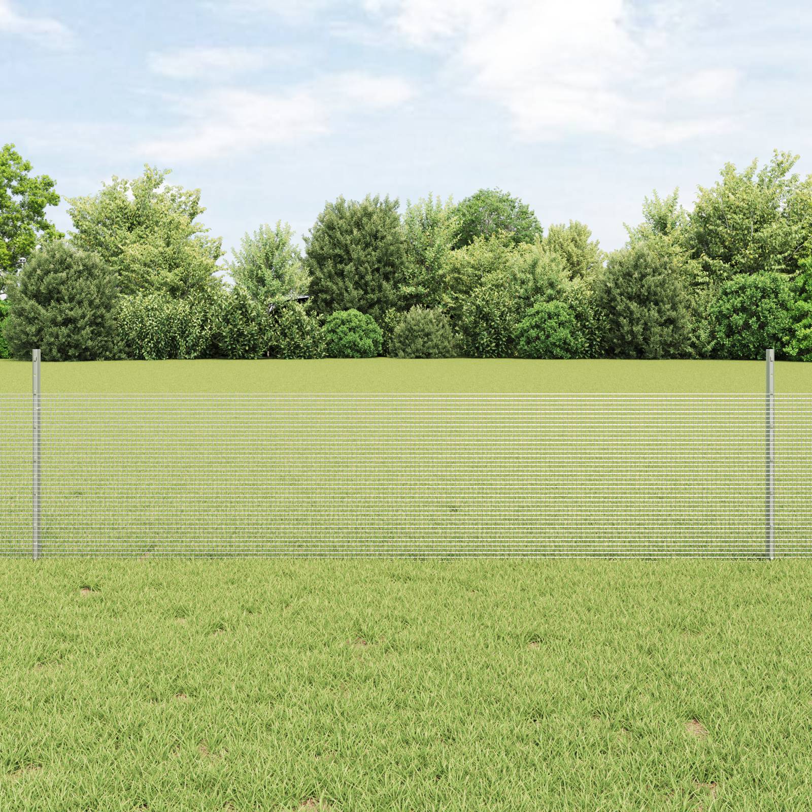 vidaXL Geschweißter Drahtzaun mit 22 U-Pfosten Silber 0.5x50 m Stahl