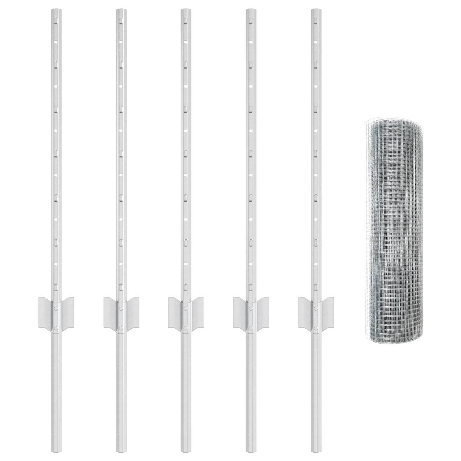 vidaXL Gartenzaun-Set Set aus 2 Feuerverzinkter Stahl 10 x 0,5 m