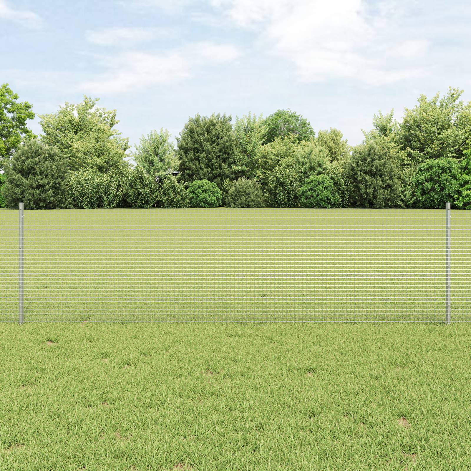 vidaXL Geschweißter Drahtzaun mit 44 U-Pfosten Silber 0.6x100 m Stahl