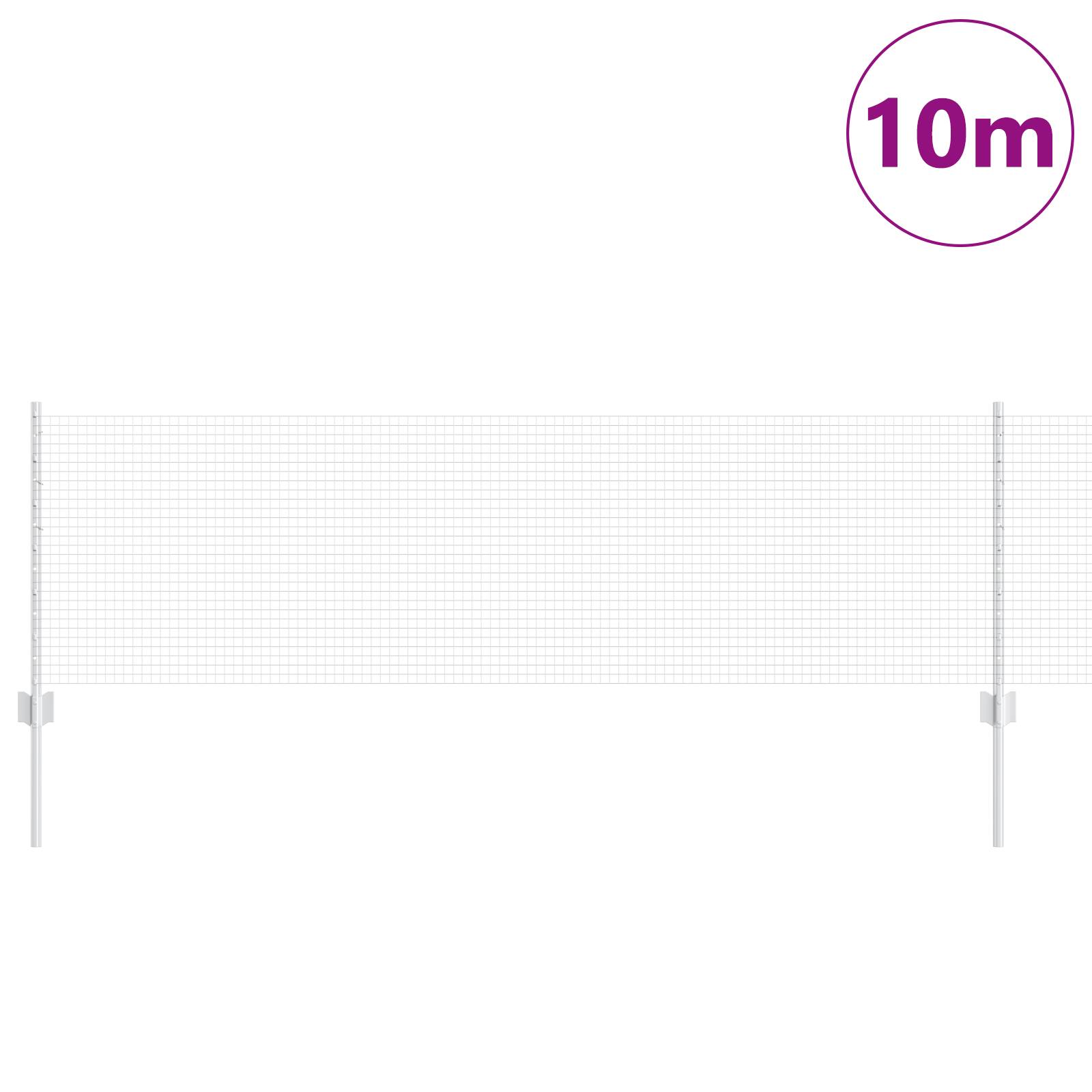 vidaXL geschweißter Drahtzaun mit 5 U-Stangen Silber 0.6x10 m Stahl