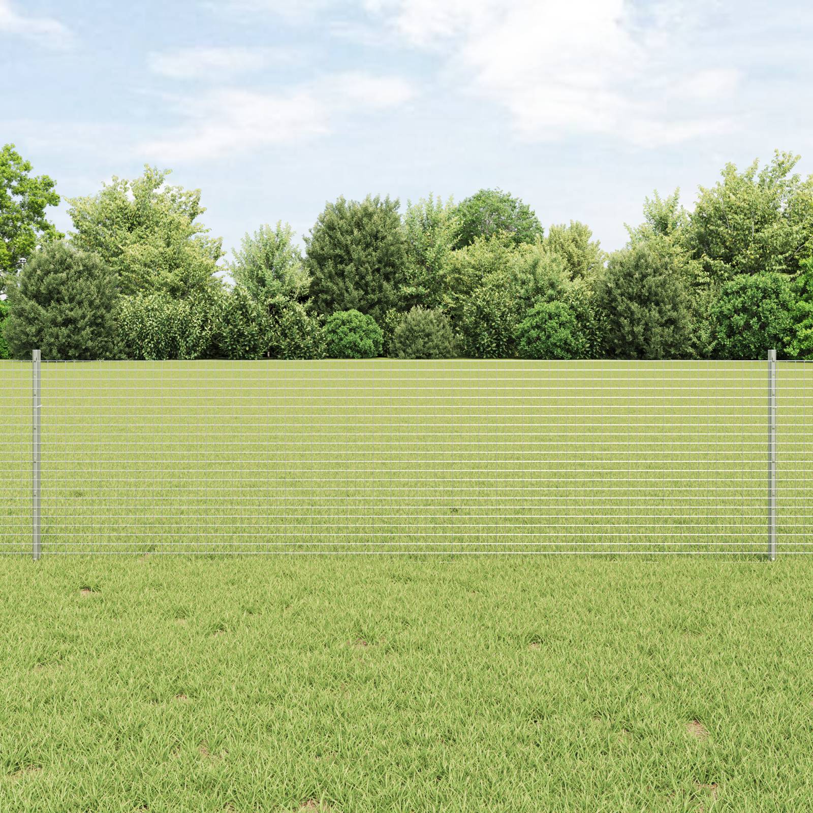 vidaXL Schweißdrahtzaun mit 10 U-Pfosten Silber 0.6x25 m Stahl