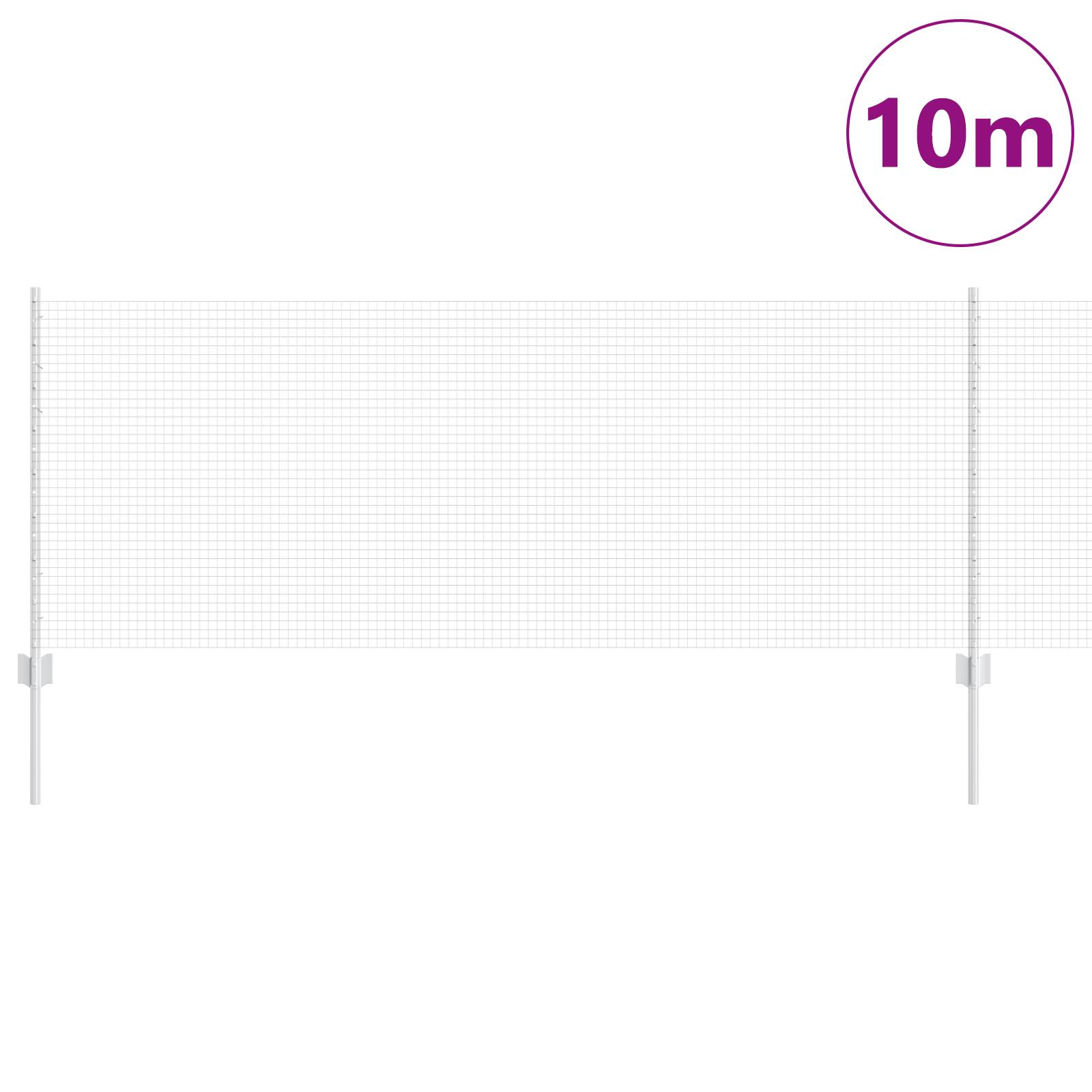 vidaXL Schweißdrahtzaun mit 5 U-Posts Silber 0,8x10 m Stahl