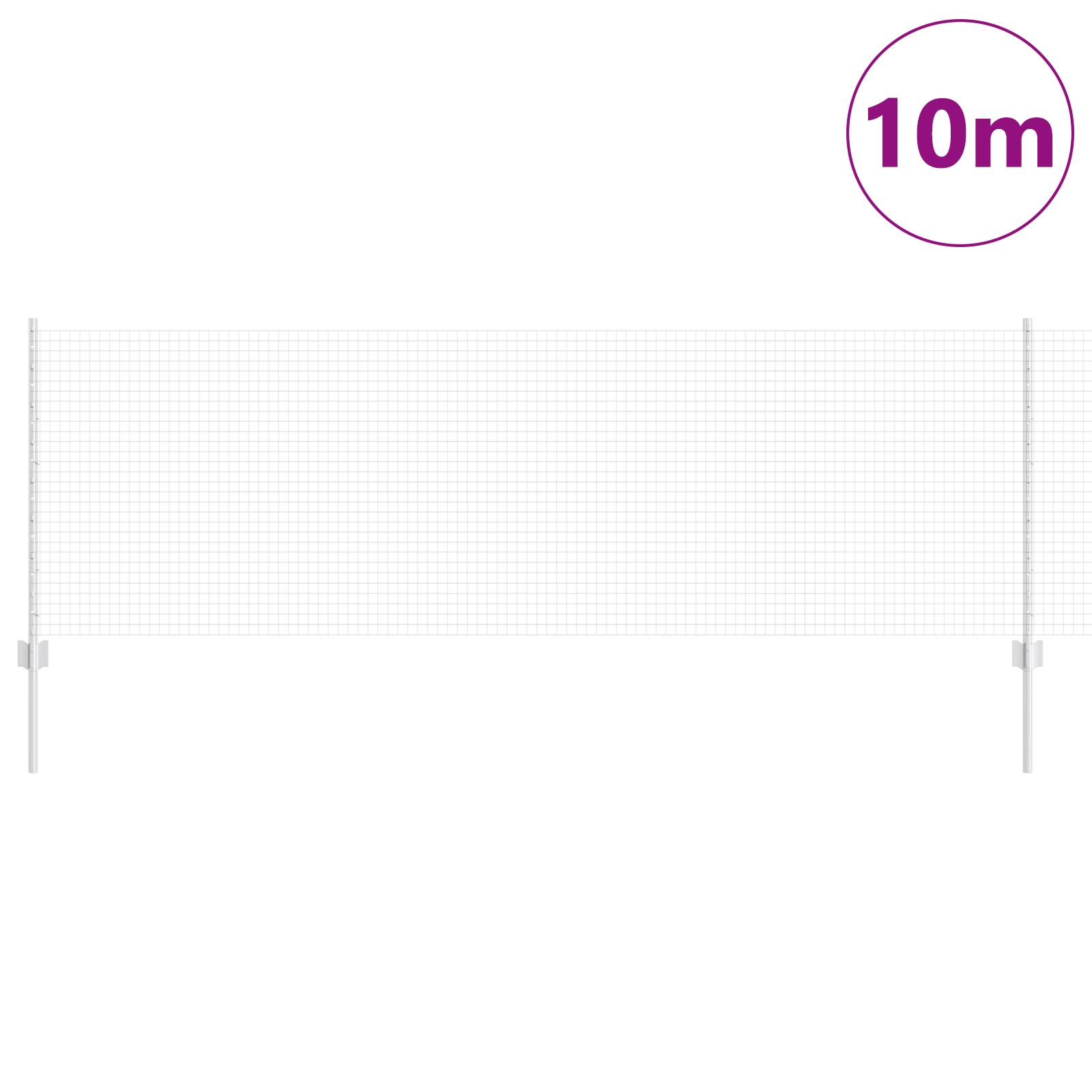 vidaXL Schweißdrahtzaun mit 5 U-Posts Silber 0.8x10 m Stahl