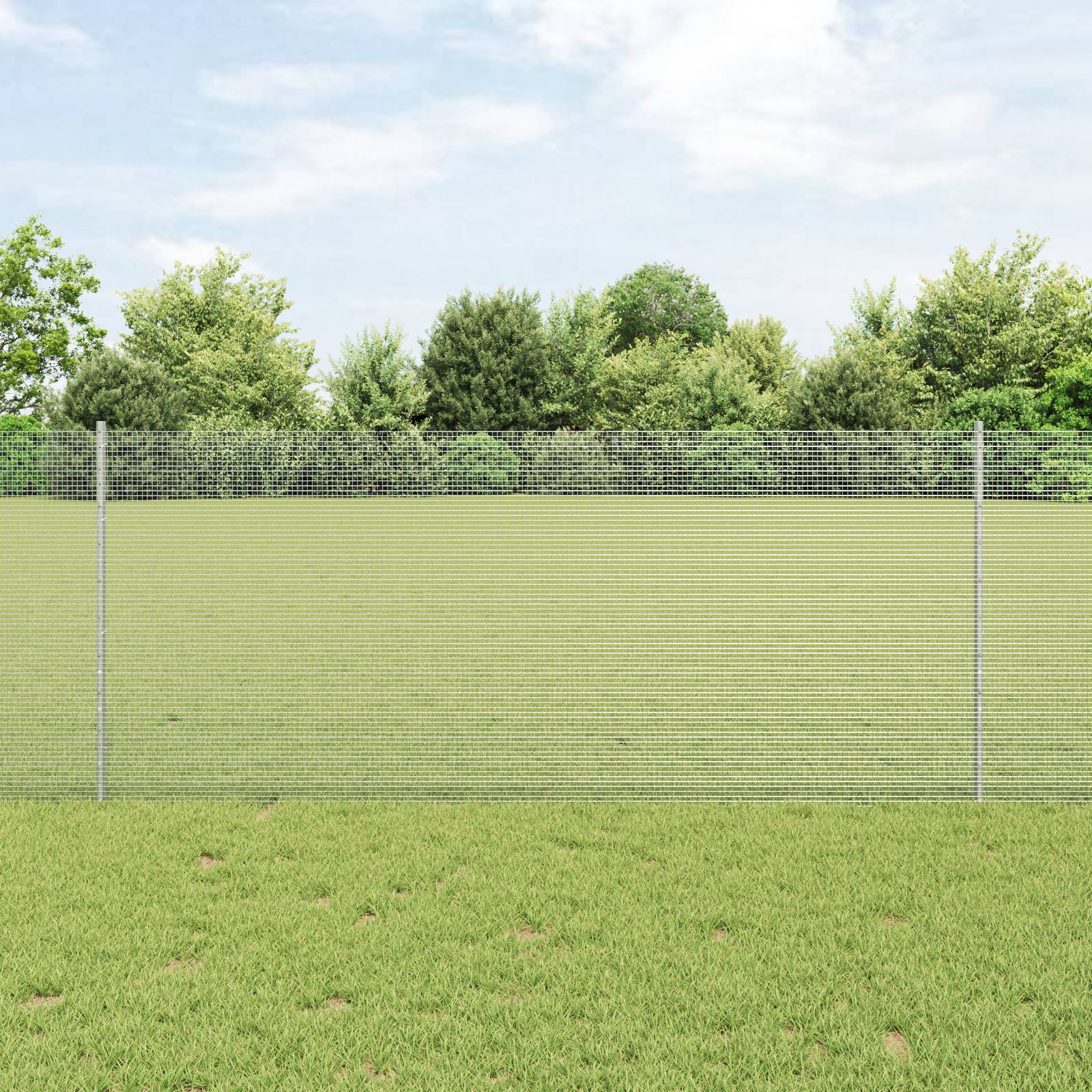 vidaXL Schweißdrahtzaun mit 22 U-Posts Silber 1x25 m Stahl