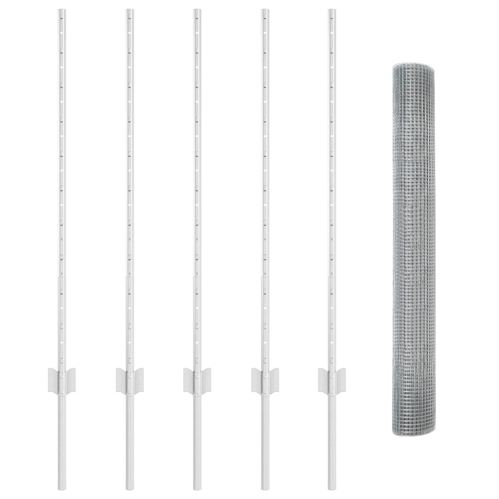 vidaXL Hühnerdrahtzaun-Set 2 Rollen Verzinkter Stahl 10 x 1 m Langlebig