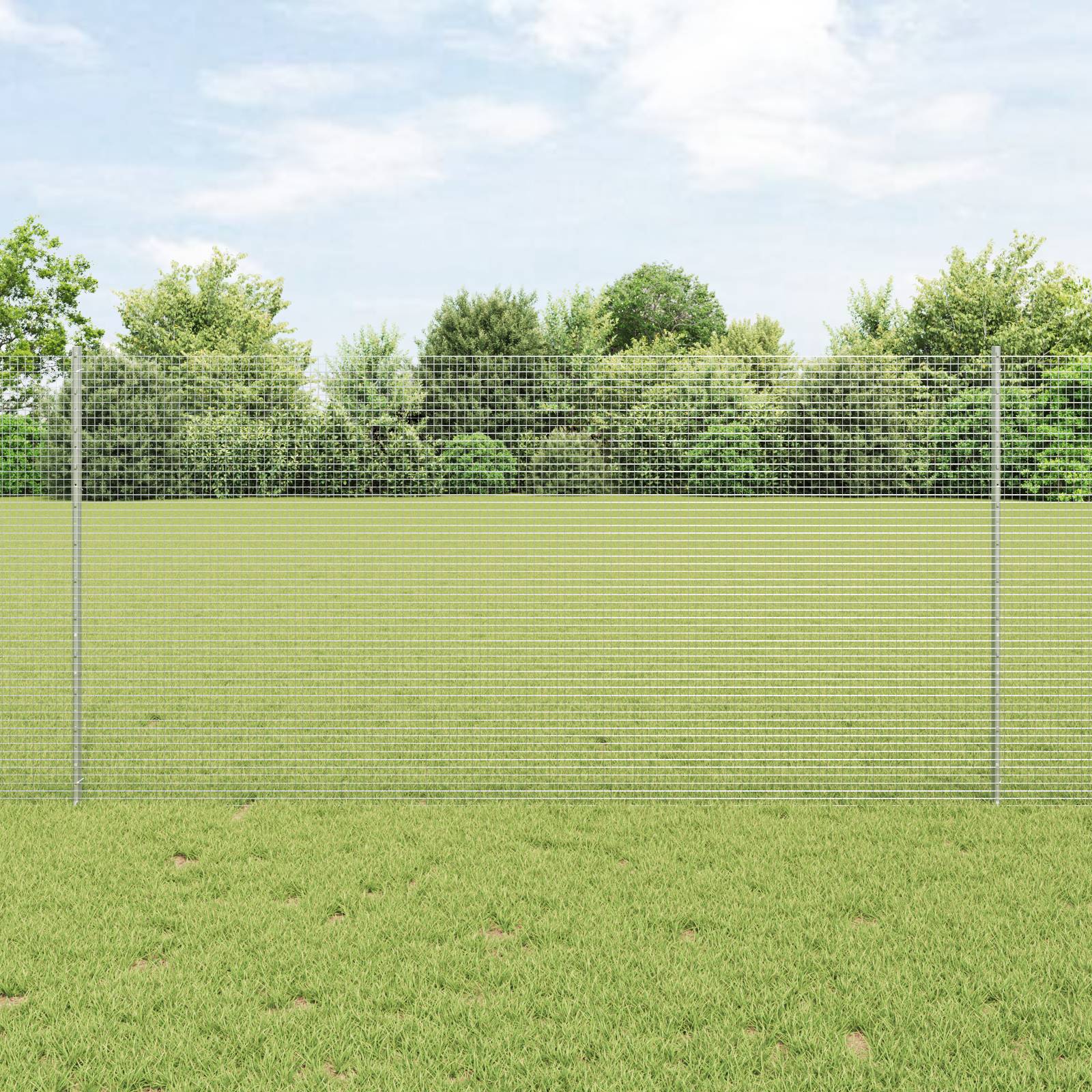 vidaXL Schweißdrahtzaun mit 22 U-Posts Silber 1,2x25 m Stahl