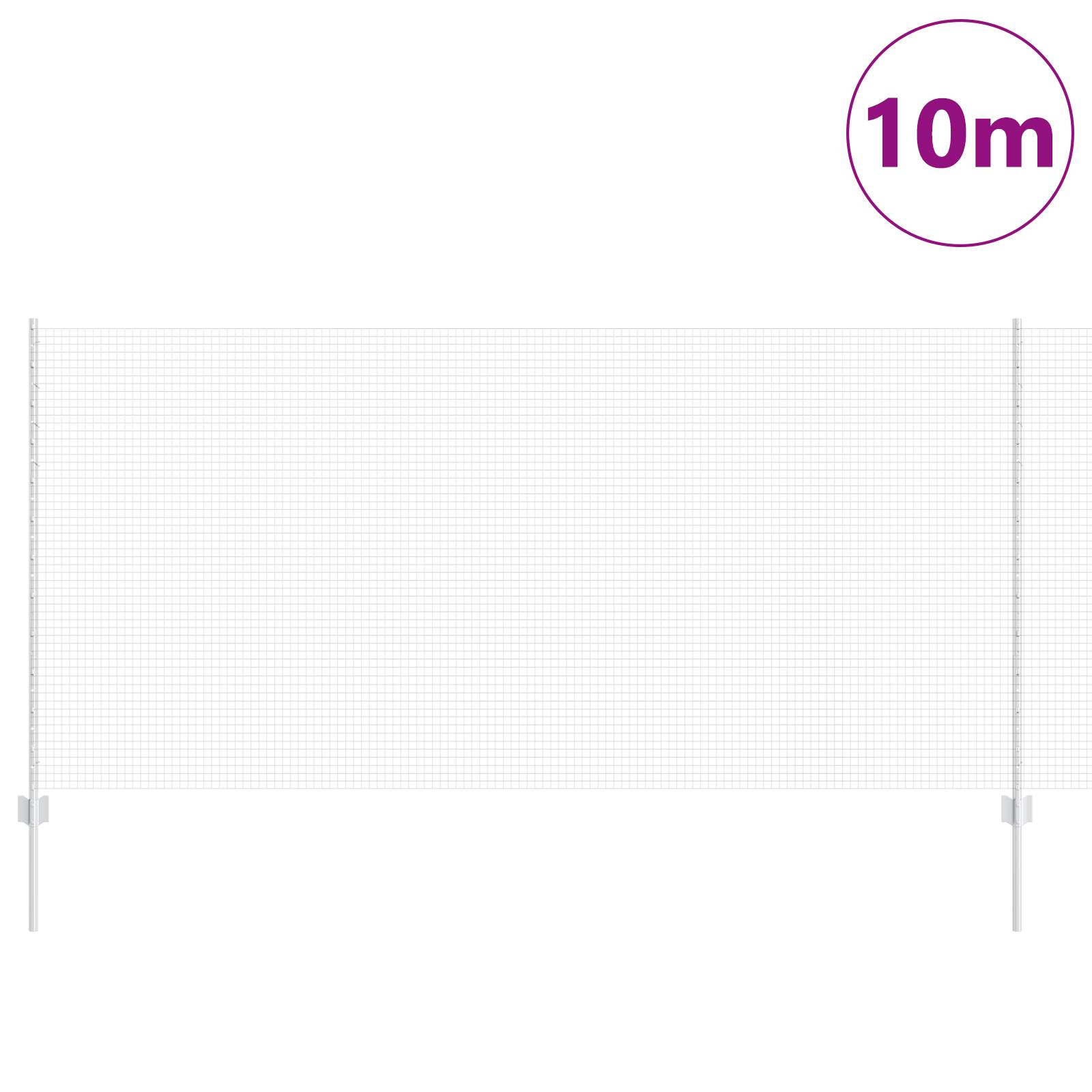 vidaXL Schweißen Drahtzaun mit 10 U-Pfosten Silber 1,2x10 m Stahl