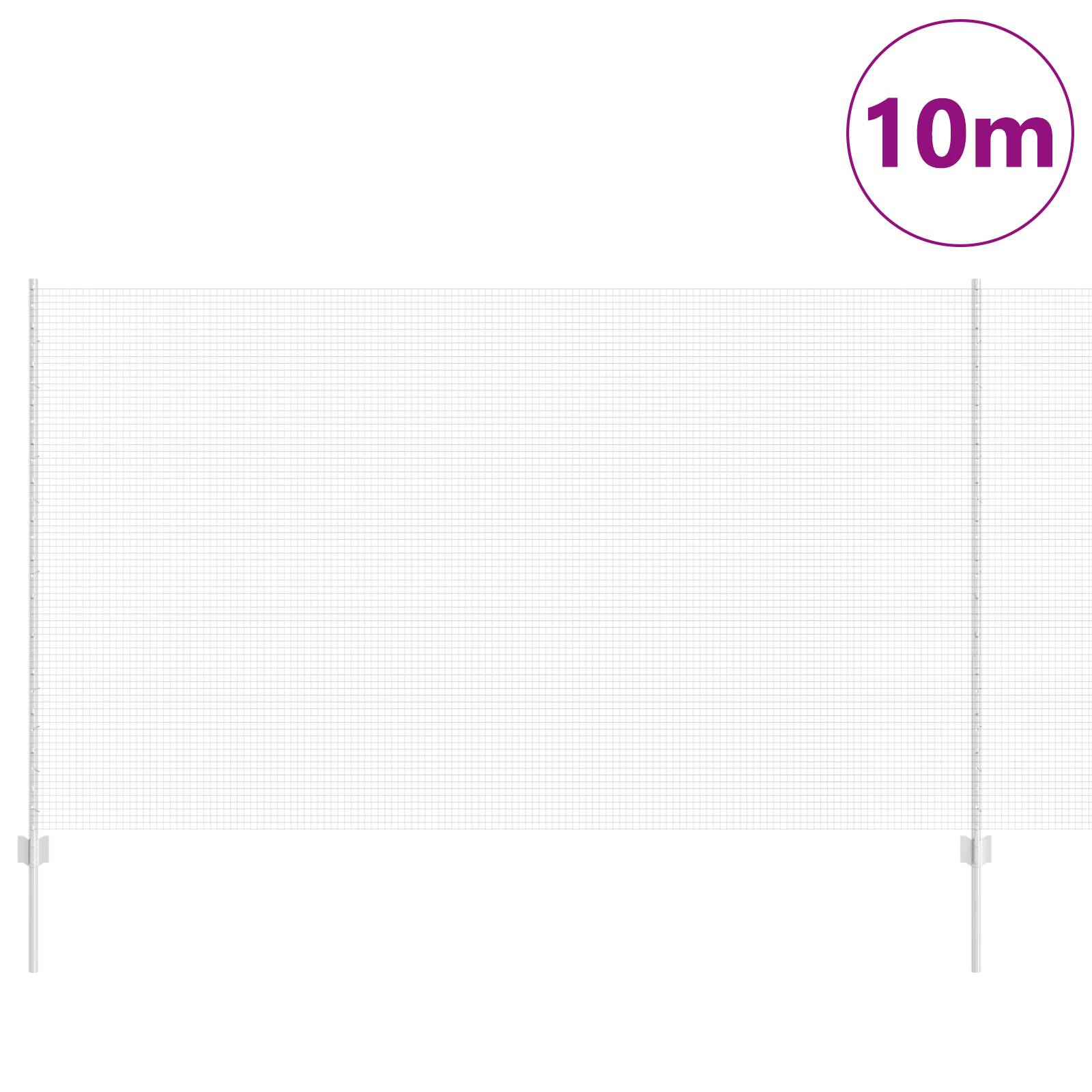 vidaXL Geschweißter Drahtzaun mit 10 U-Posts Silber 1,4x10 m Stahl
