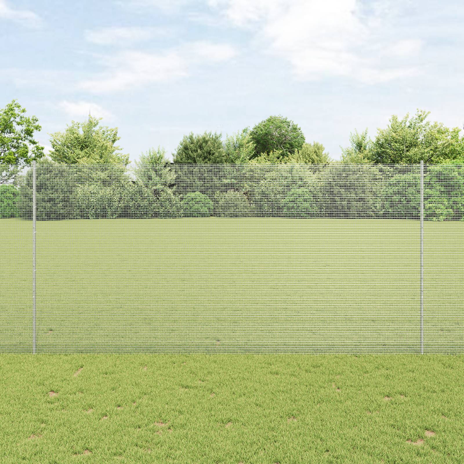 vidaXL Schweißdrahtzaun mit 44 U-Posten Silber 1,5x50 m Stahl