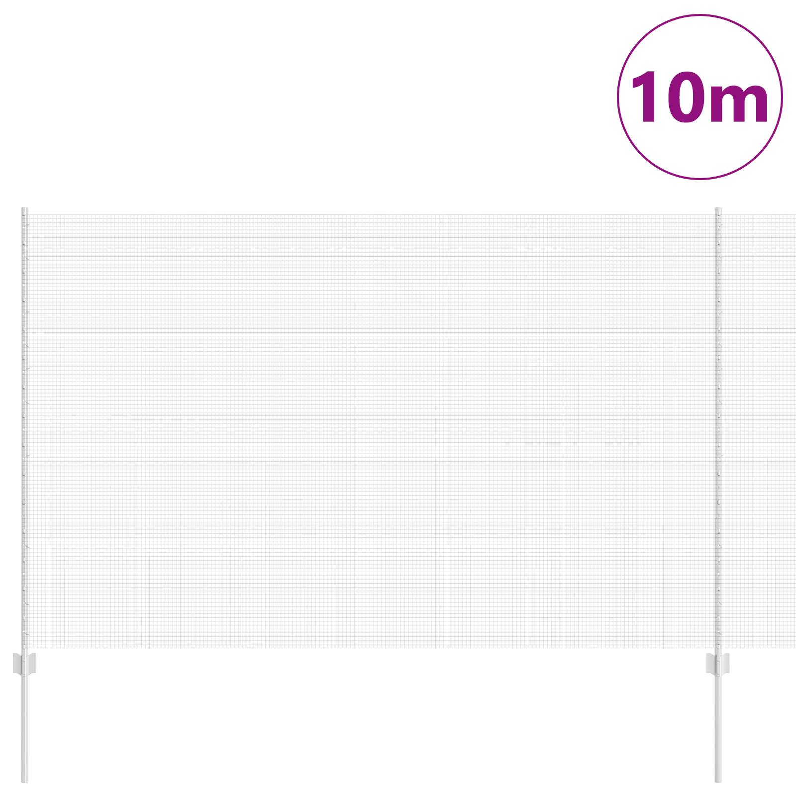 vidaXL Geschweißter Drahtzaun mit 10 U-Posten Silber 1.5x10 m Stahl