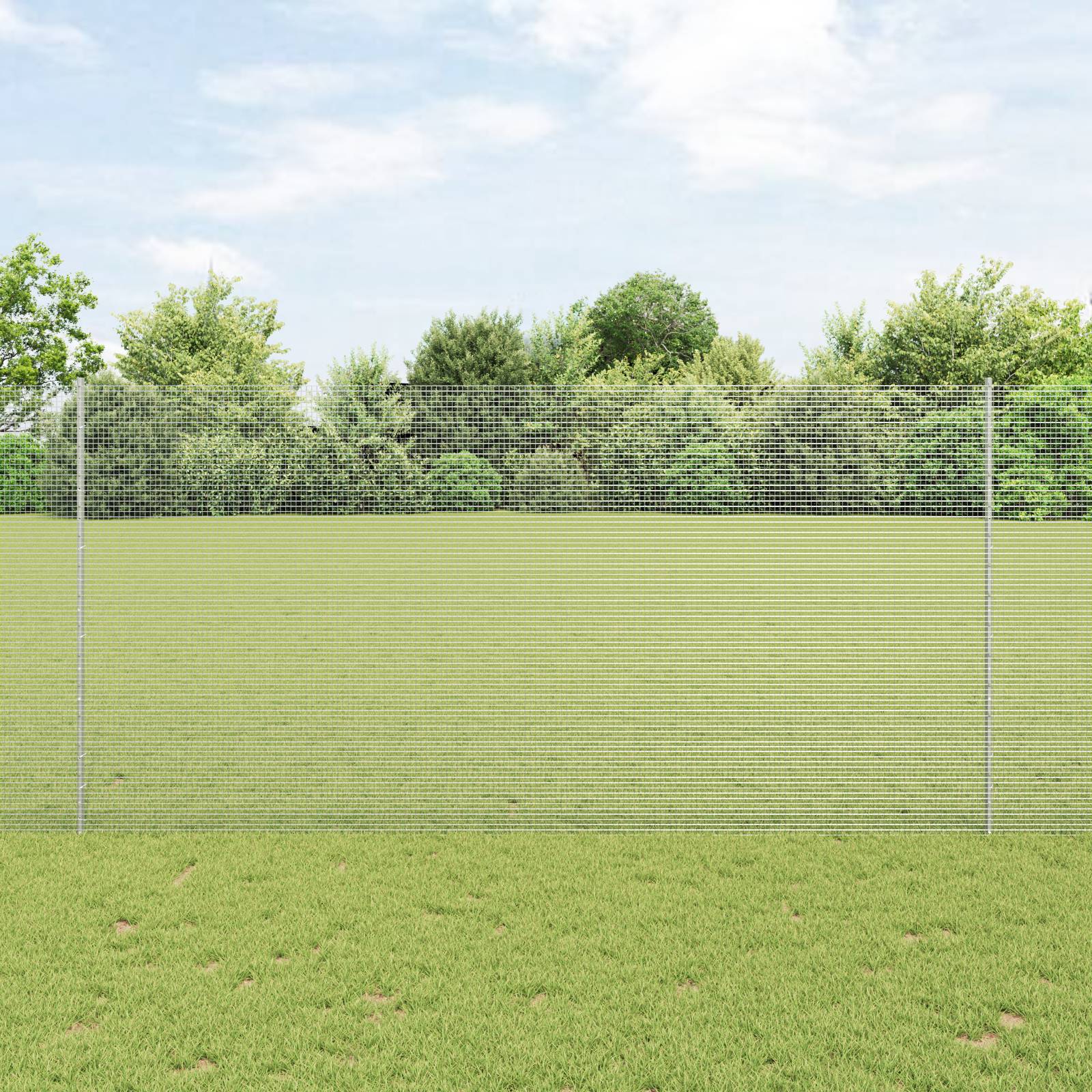 vidaXL Schweißzaun mit 22 U-Posts Silber 1,5x25 m Stahl