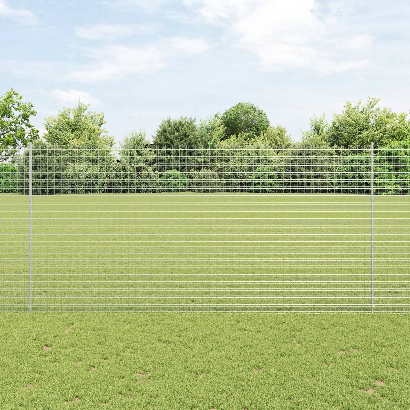 vidaXL Geschweißter Drahtzaun mit 44 U Pfosten Silber 1,5x50 m Stahl