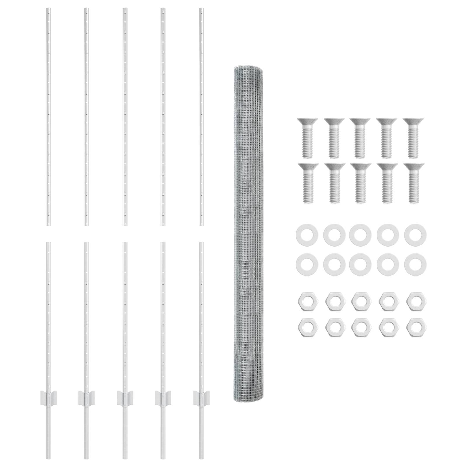 vidaXL Schweißdrahtzaun mit 10 U-Posts Silber 1.6x10 m Stahl