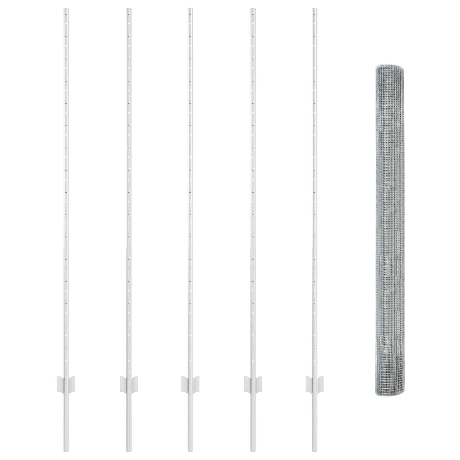 vidaXL Schweißdrahtzaun mit 10 U-Posts Silber 1.6x10 m Stahl