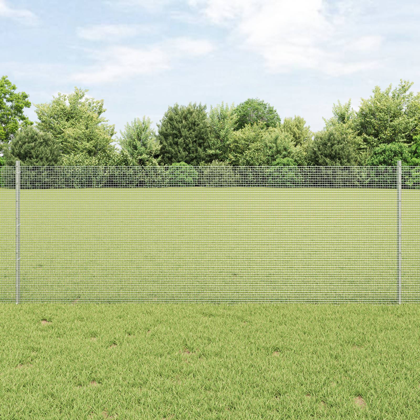 vidaXL Geschweißter Drahtzaun mit 22 U-Pfosten Silber 0,8x50 m Stahl