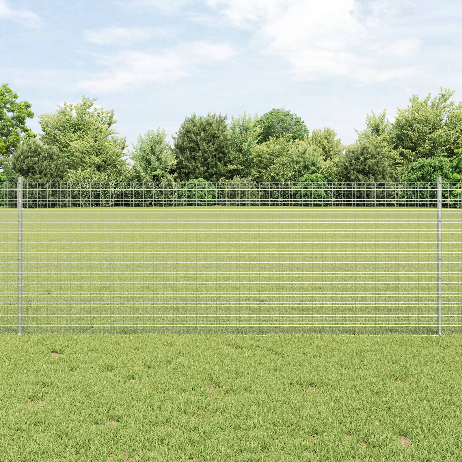 vidaXL Geschweißter Drahtzaun mit 11 U-Posts Silber 0,8x25 m Stahl