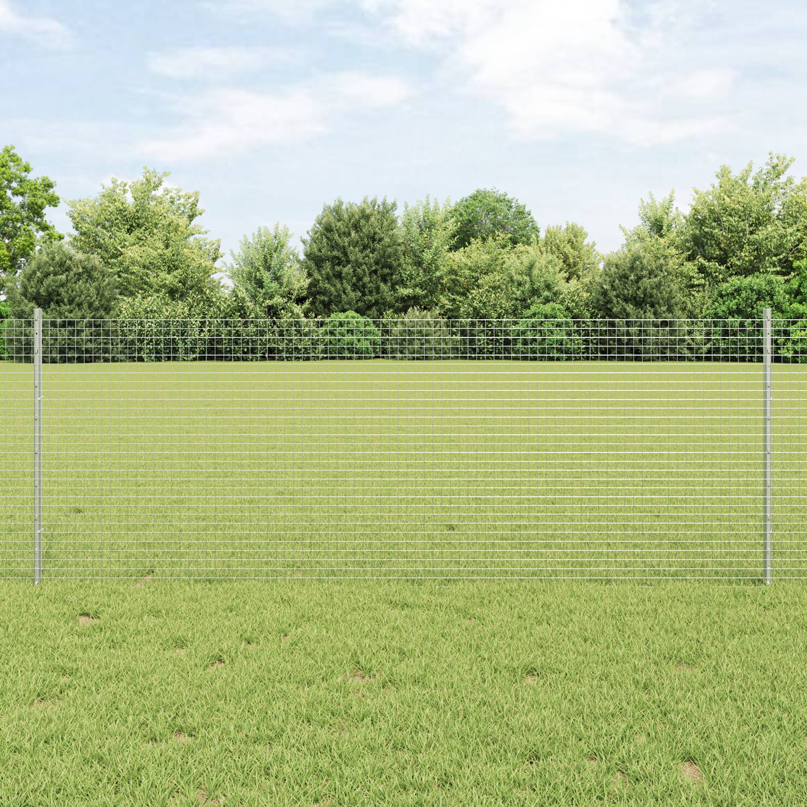 vidaXL Schweißdrahtzaun mit 5 U-Posts Silber 0.8x10 m Stahl