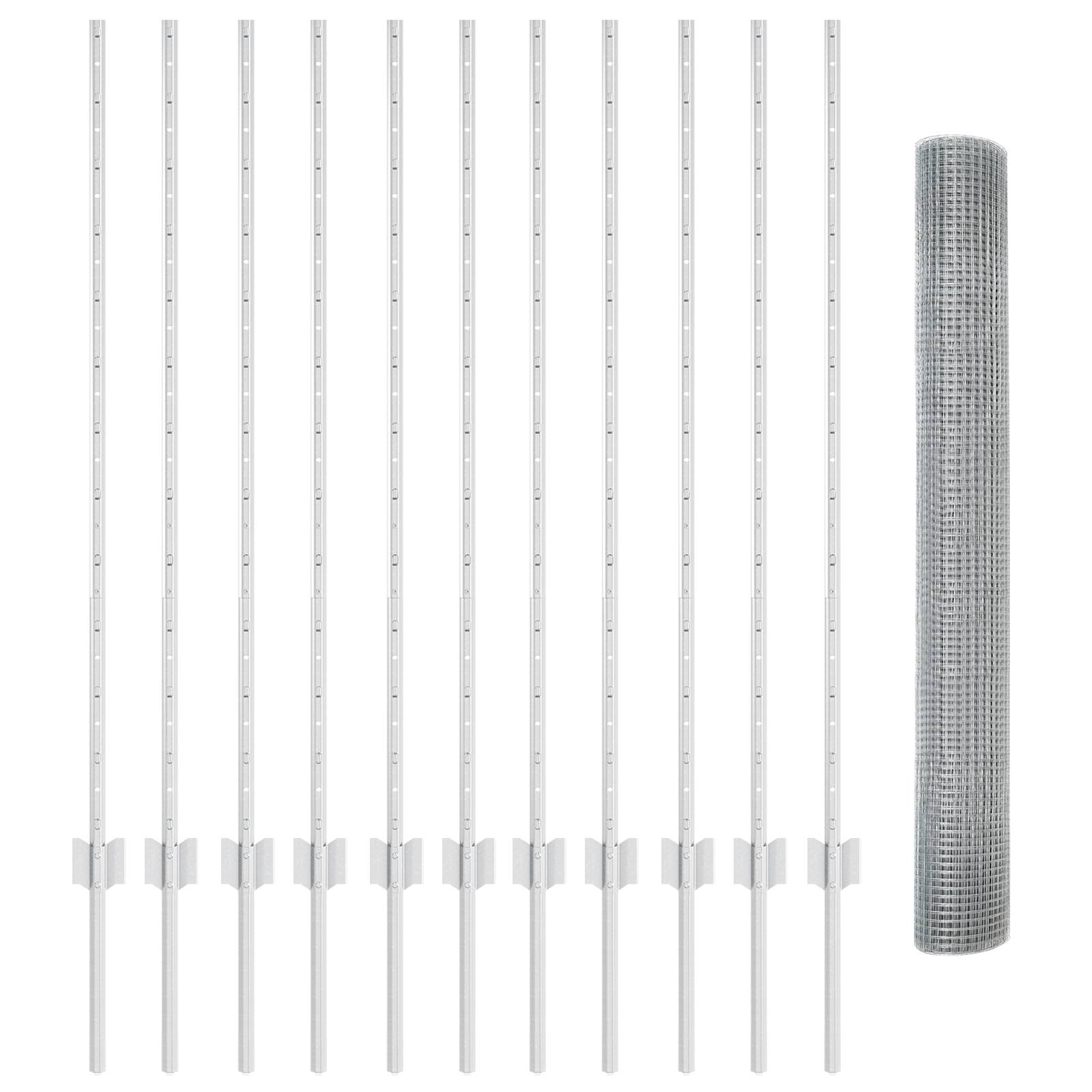 vidaXL Schweißdrahtzaun mit 22 U-Posts Silber 1,2x25 m Stahl
