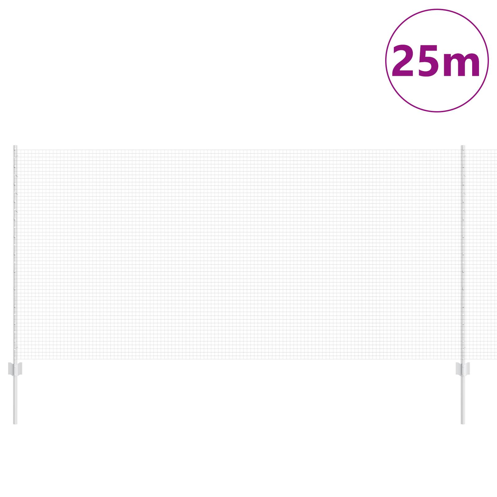 vidaXL Schweißdrahtzaun mit 22 U-Posts Silber 1,2x25 m Stahl