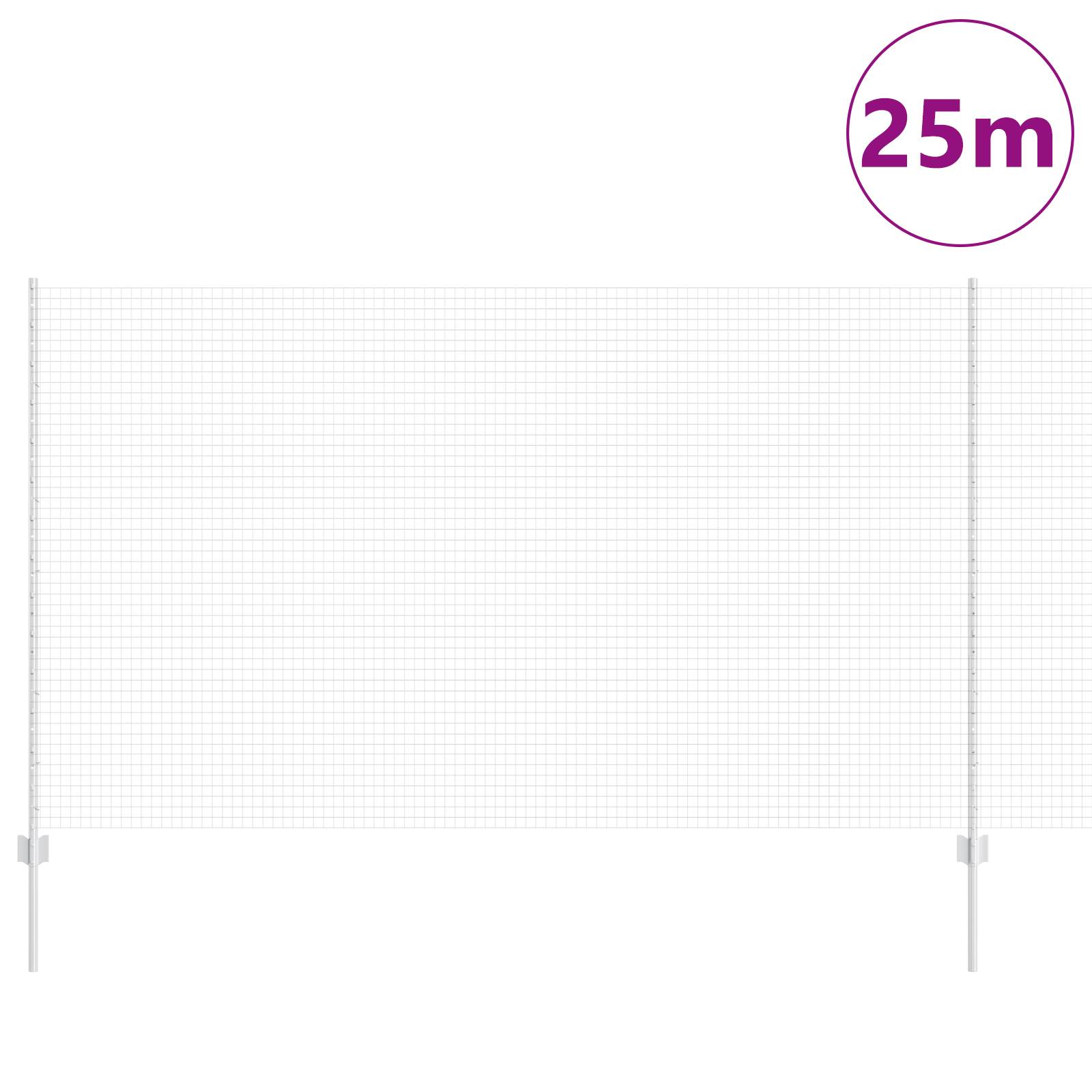 vidaXL Schweißdrahtzaun mit 22 U-Posts Silber 1,4x25 m Stahl
