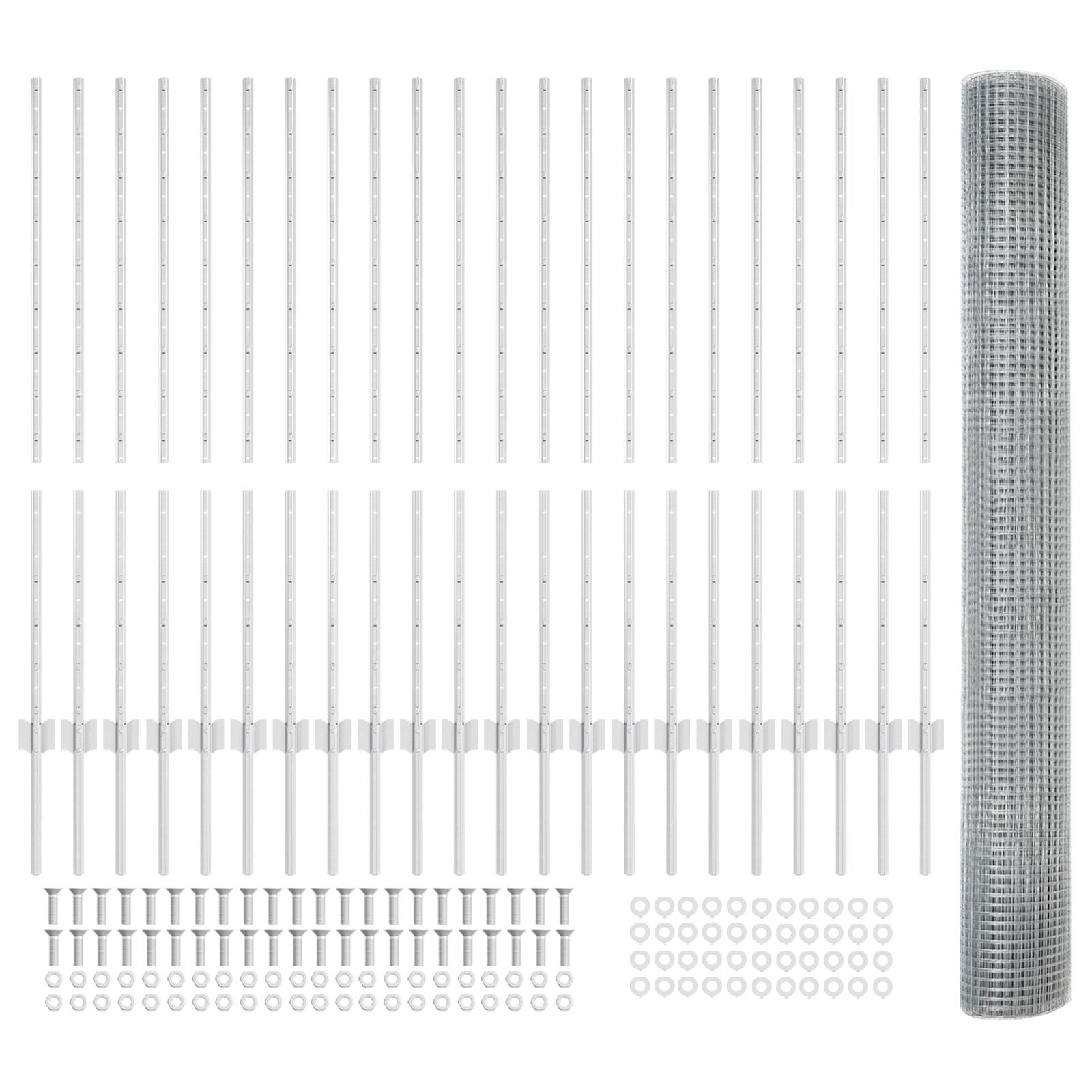 vidaXL Geschweißter Drahtzaun mit 44 U-Pfosten Silber 1.2x50 m Stahl
